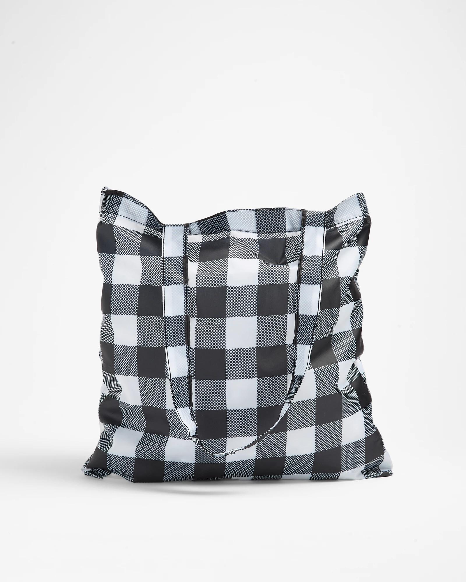 1 Target Fold Up Shopper Tote Bag BLACK GINGHAM, 1 of 3