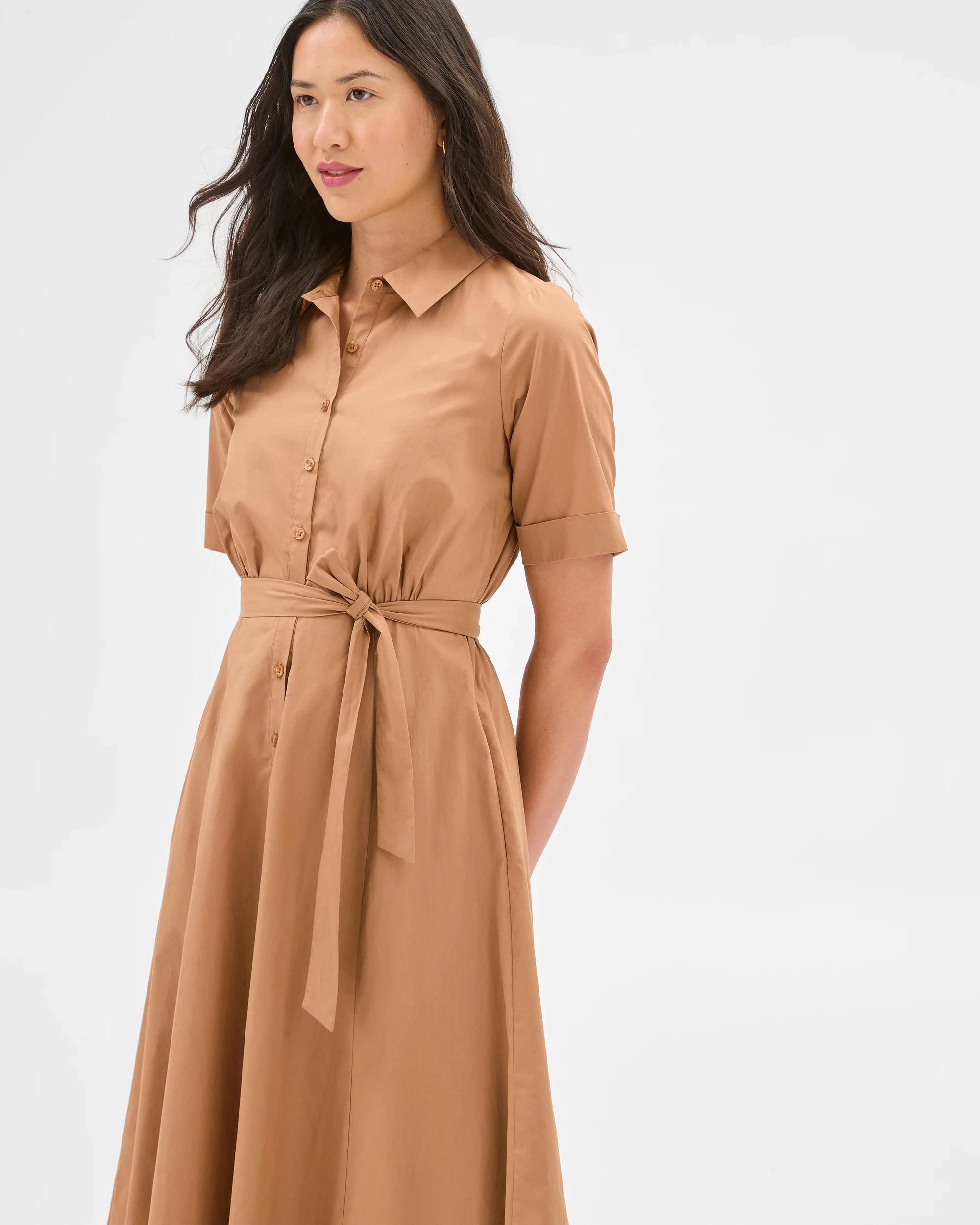 1 Australian Cotton Midi Shirt Dress - Preview CAMEL, 1 of 6