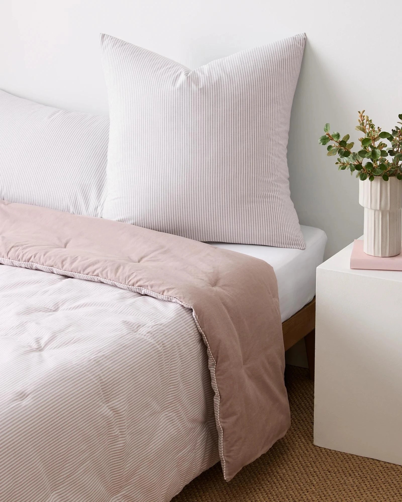 1 Target Hampton Stripe European Pillowcase - Queen Bed - Natural, 1 of 2