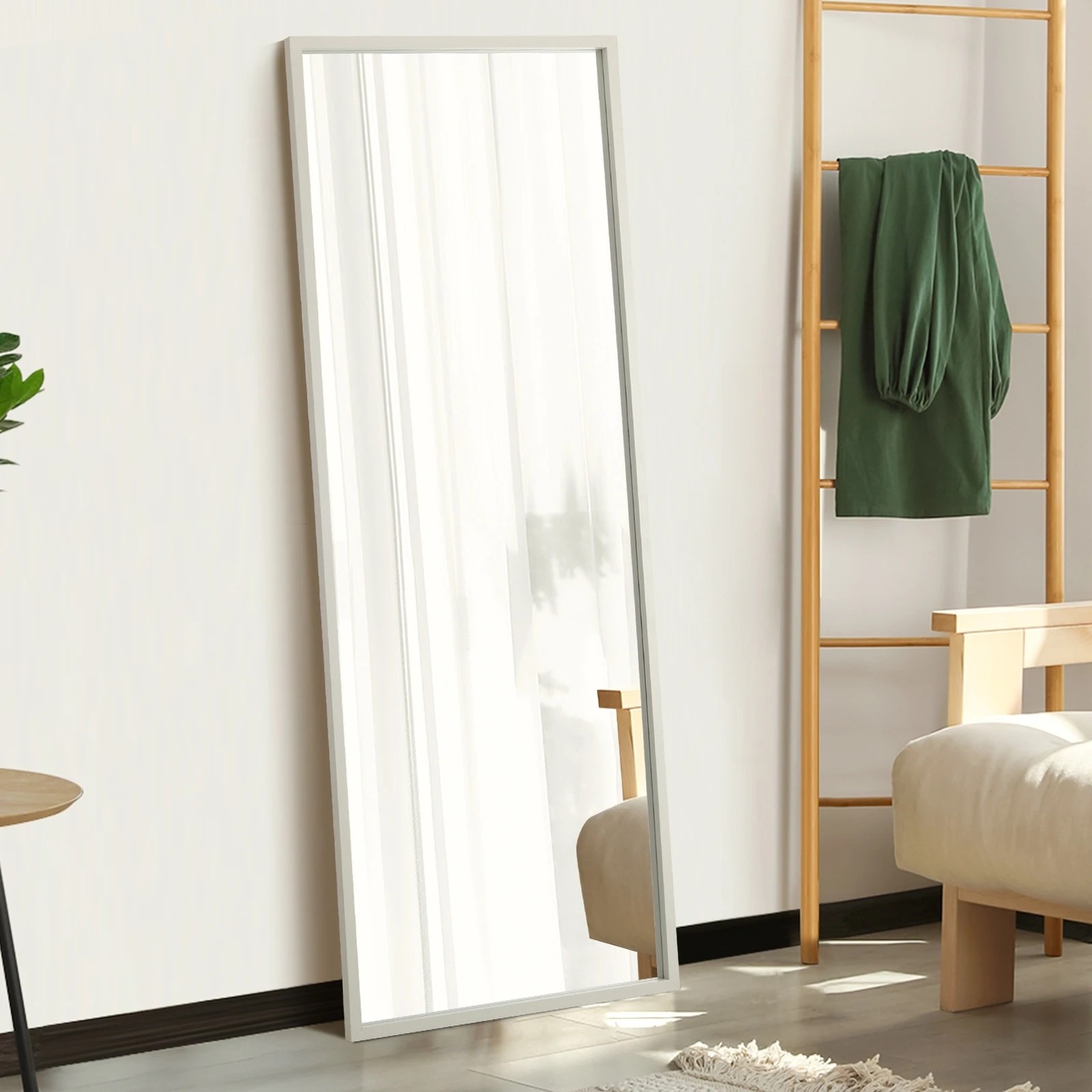 3 Oikiture Wooden Full Length Mirror 166x60cm Floor Mirrors Free Standing
 - White, 3 of 9