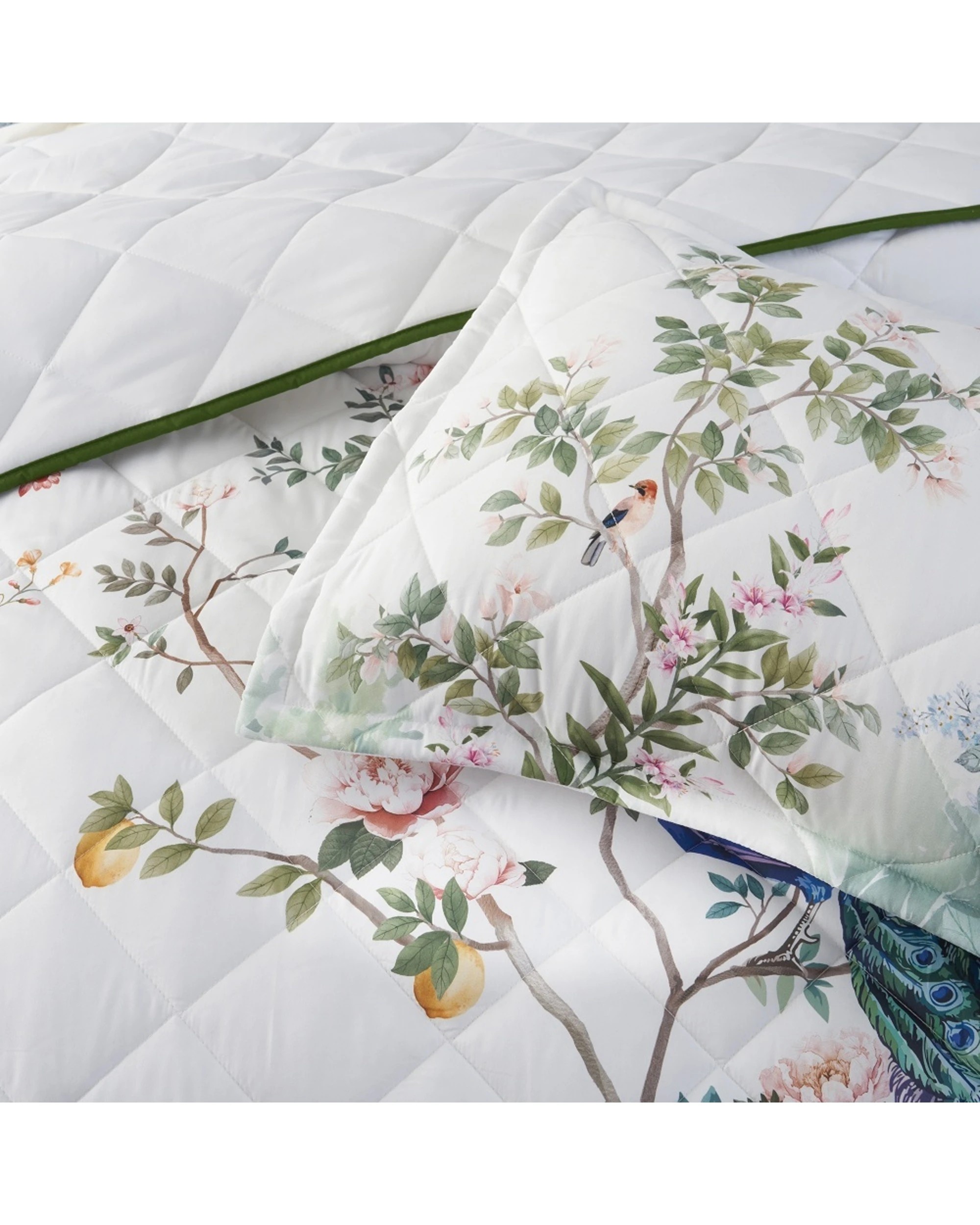 3 Bianca Priya Peacock Floral Print Quilted Bedspread Set - Super King Bed - Pattern, 3 of 4