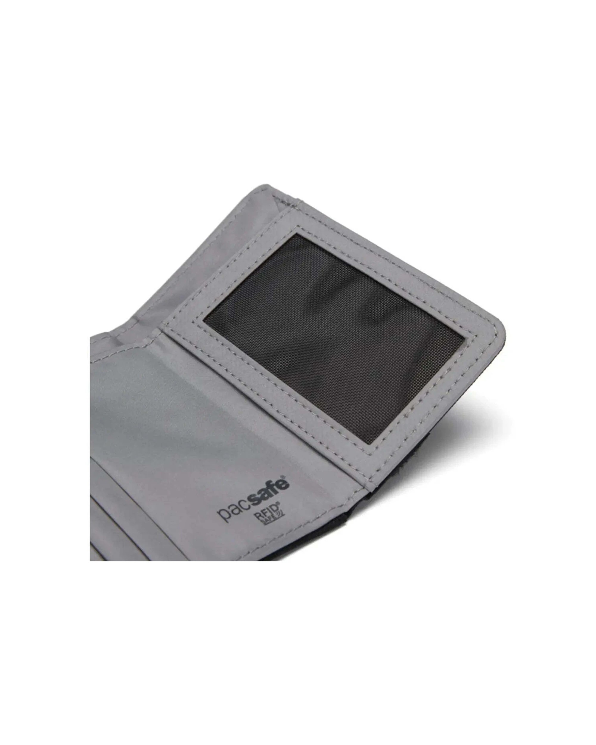 5 Pacsafe RFIDsafe Trifold Wallet RFID Blocking Recycled Slim Profile Jet - Black, 5 of 6