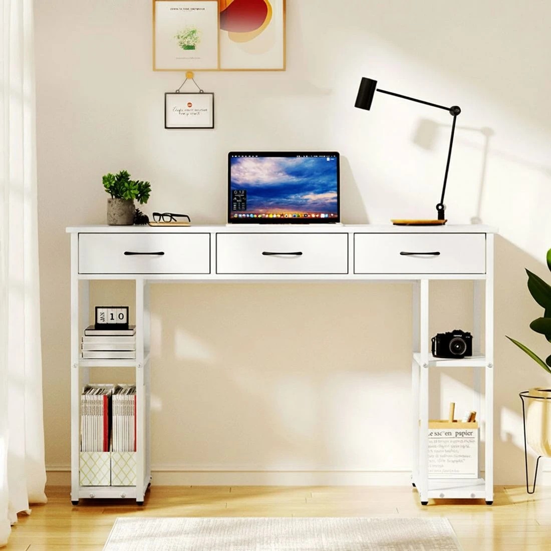 4 Artiss Computer Desk Drawer Shelves Study Table 120CM - Yellow, 4 of 6