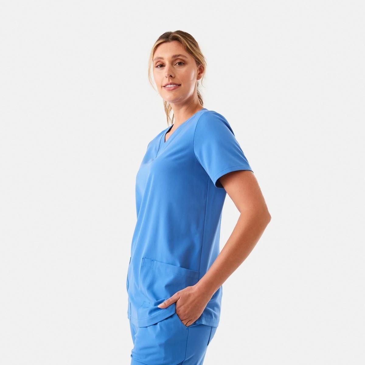 2 Work Short Sleeve Scrub Top Blu Palace, 2 of 9