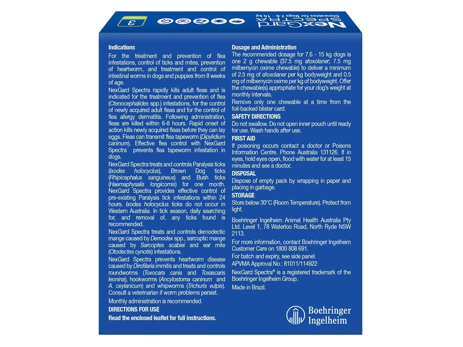 2 Nexgard Spectra Chewables For Medium Dogs (7.6-15kg) Green - 3 Months Supply, 2 of 2