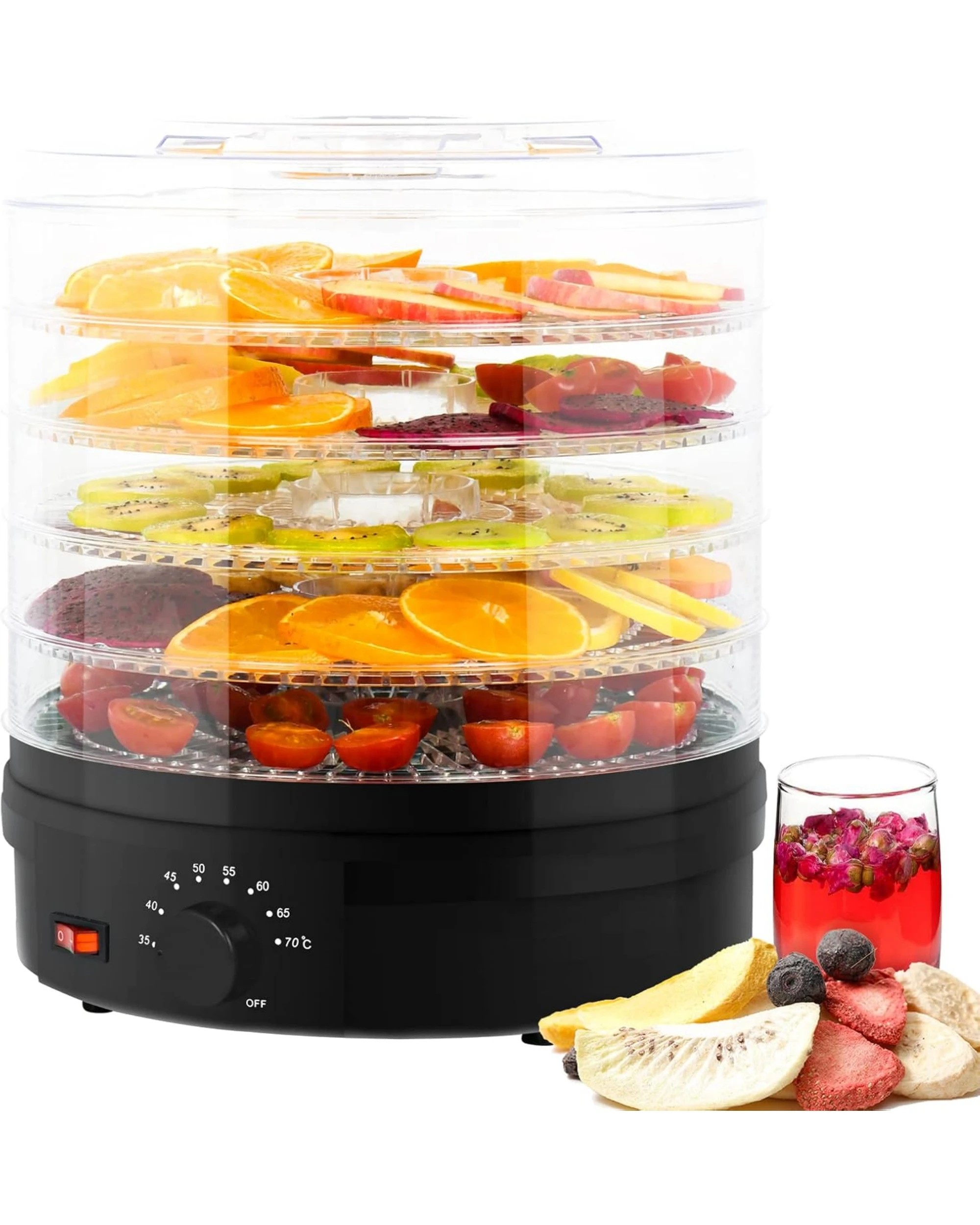 1 Advwin 5 Trays Food Dehydrator Black, 1 of 7