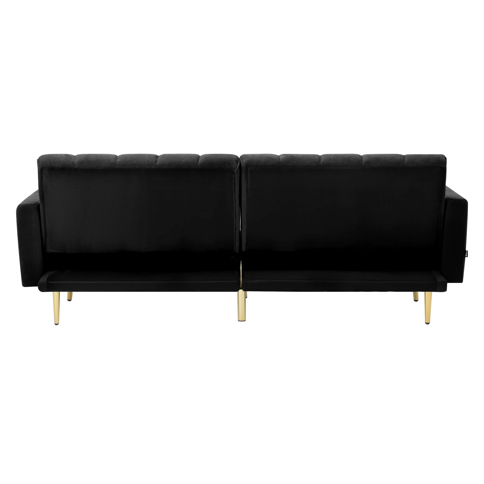9 Oikiture 3-seater Sofa Bed Couch  Convertible Lounge Recliner Sofabeds Velvet
 - Black, 9 of 10