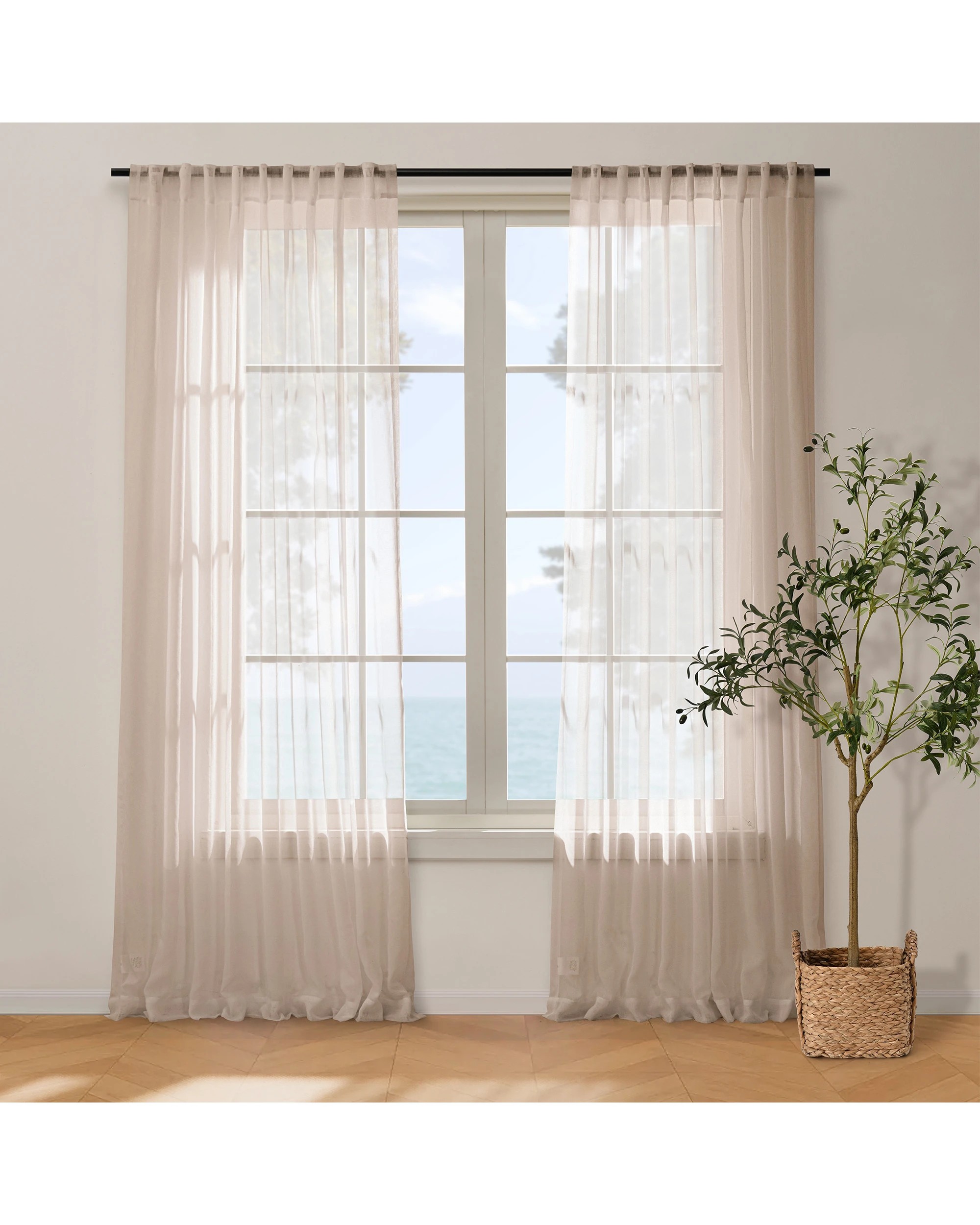 1 Cadence & Co. Kirra Sheer Concealed Tab Top Curtain Twin Pack 225x223cm - Desert Rose, 1 of 4