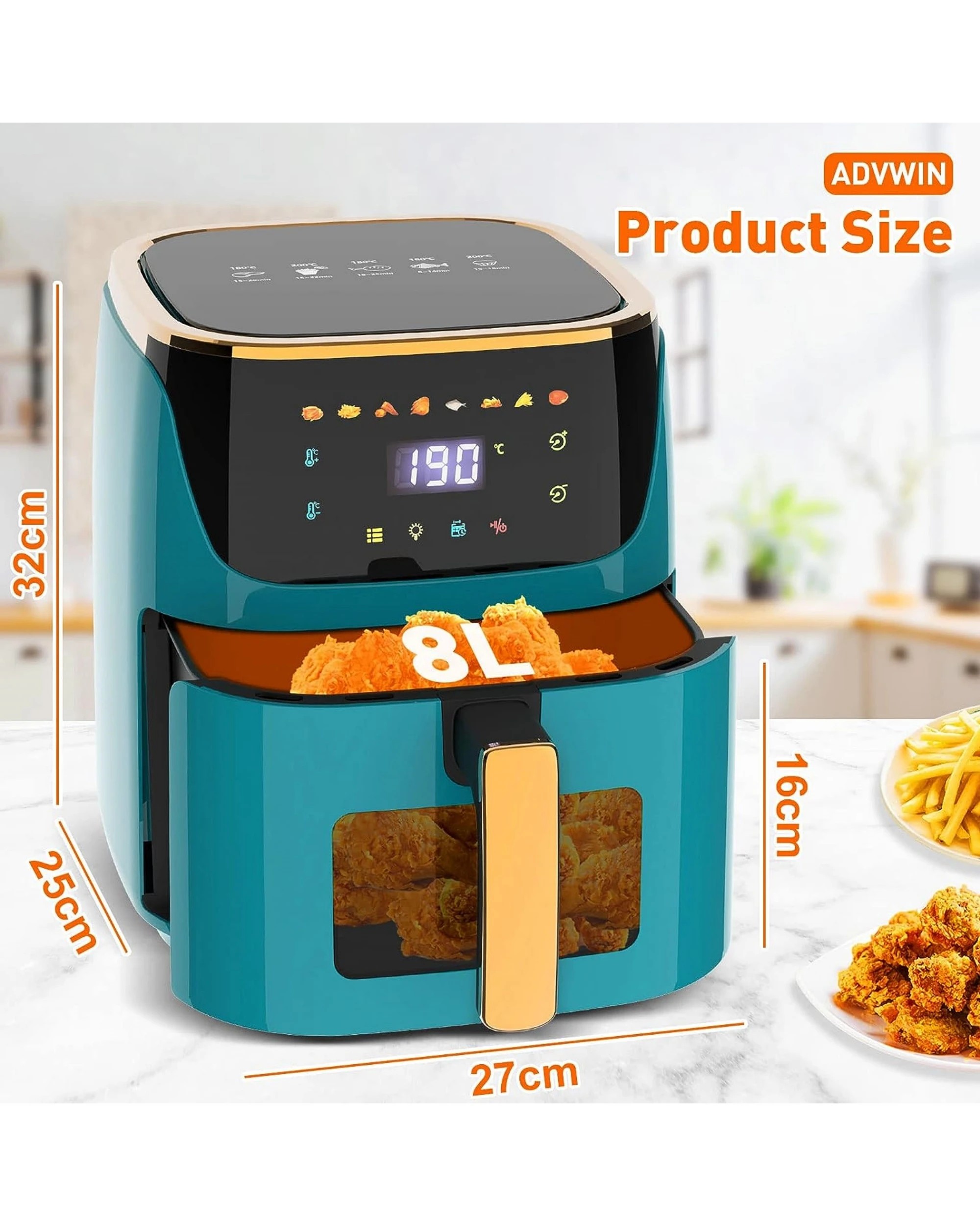 7 Advwin Air Fryer 8l Xxl Led Fryers Oven Airfryer Healthy Cooker Free Oil Kitchen, 7 of 7