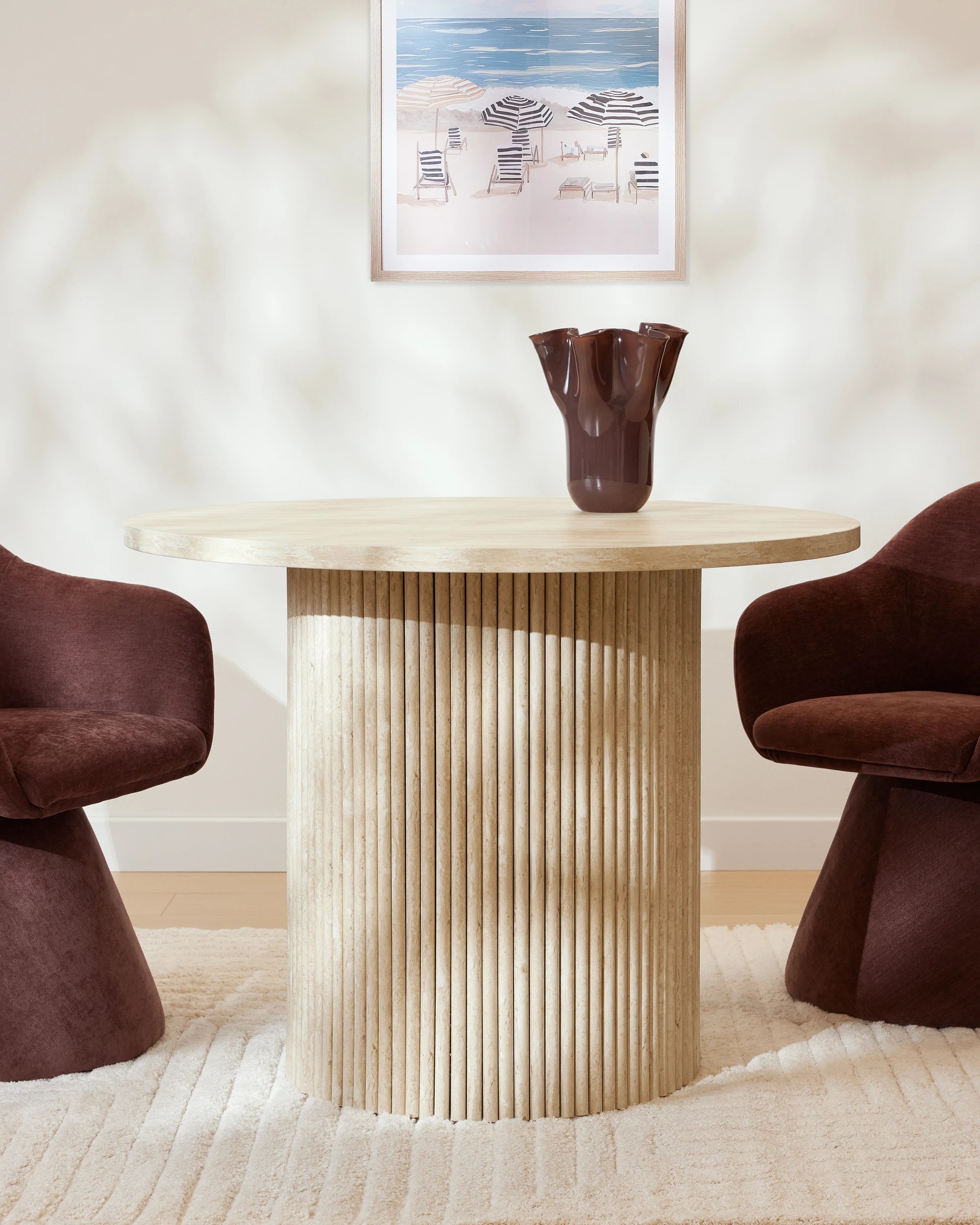 1 Ryan Travertine Look Dining Table, 1 of 7
