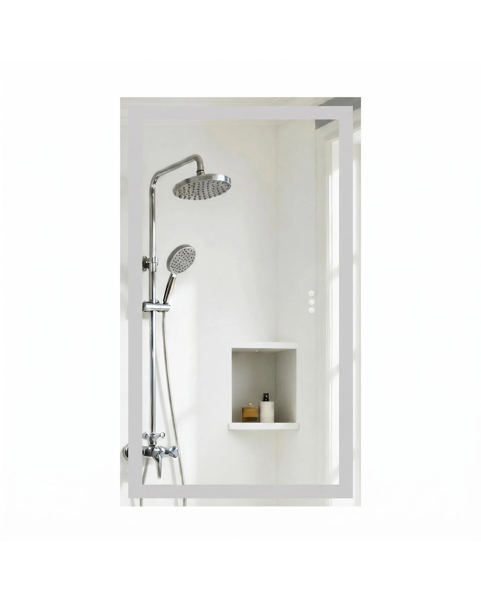 1 OAKORY 120x70cm Rectangular LED Bathroom Mirror with Bluetooth Speaker Dimmable Light Anti-Fog Touch Control, 1 of 4