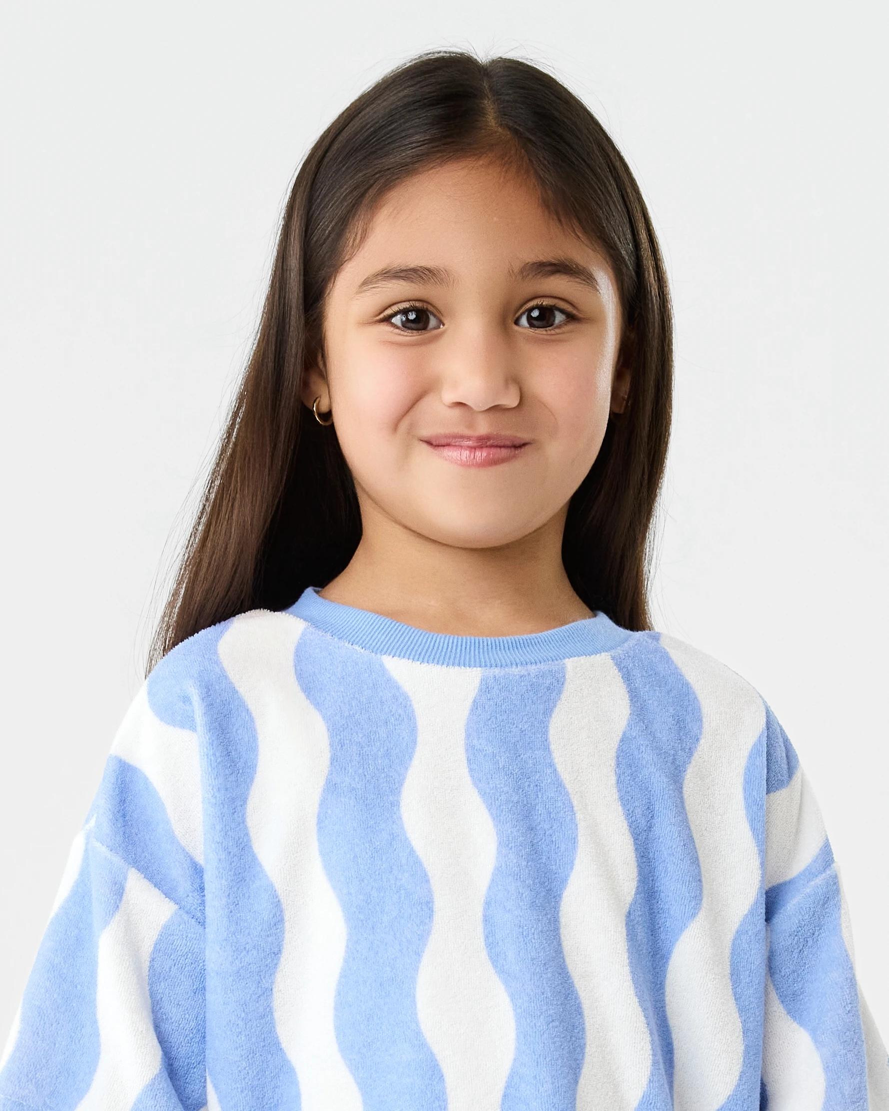 3 Oversized Terry T-shirt Blu Stripe, 3 of 7