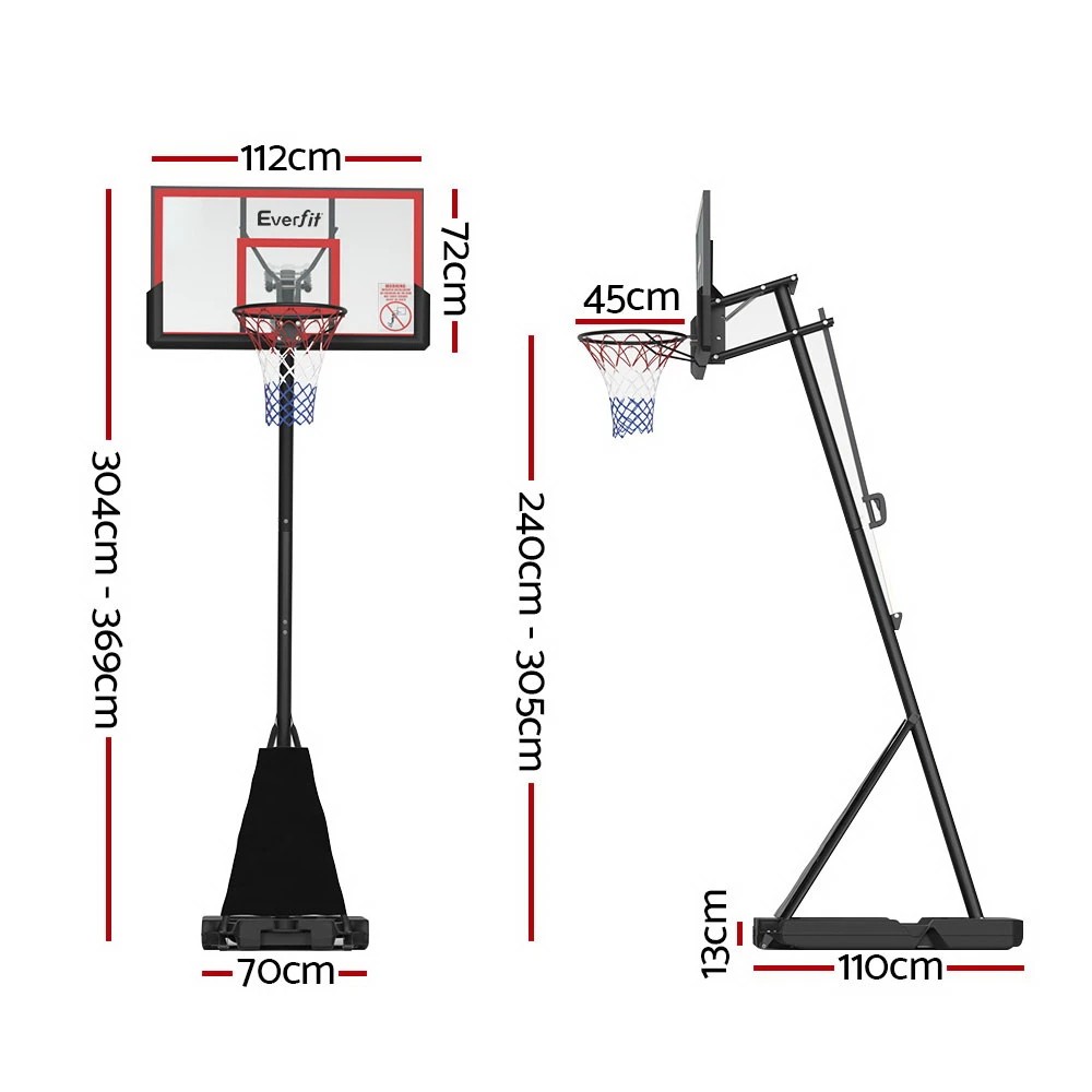 2 Everfit 3.05M Basketball Hoop Stand System Adjustable Height Portable Red Pro - Red, 2 of 7