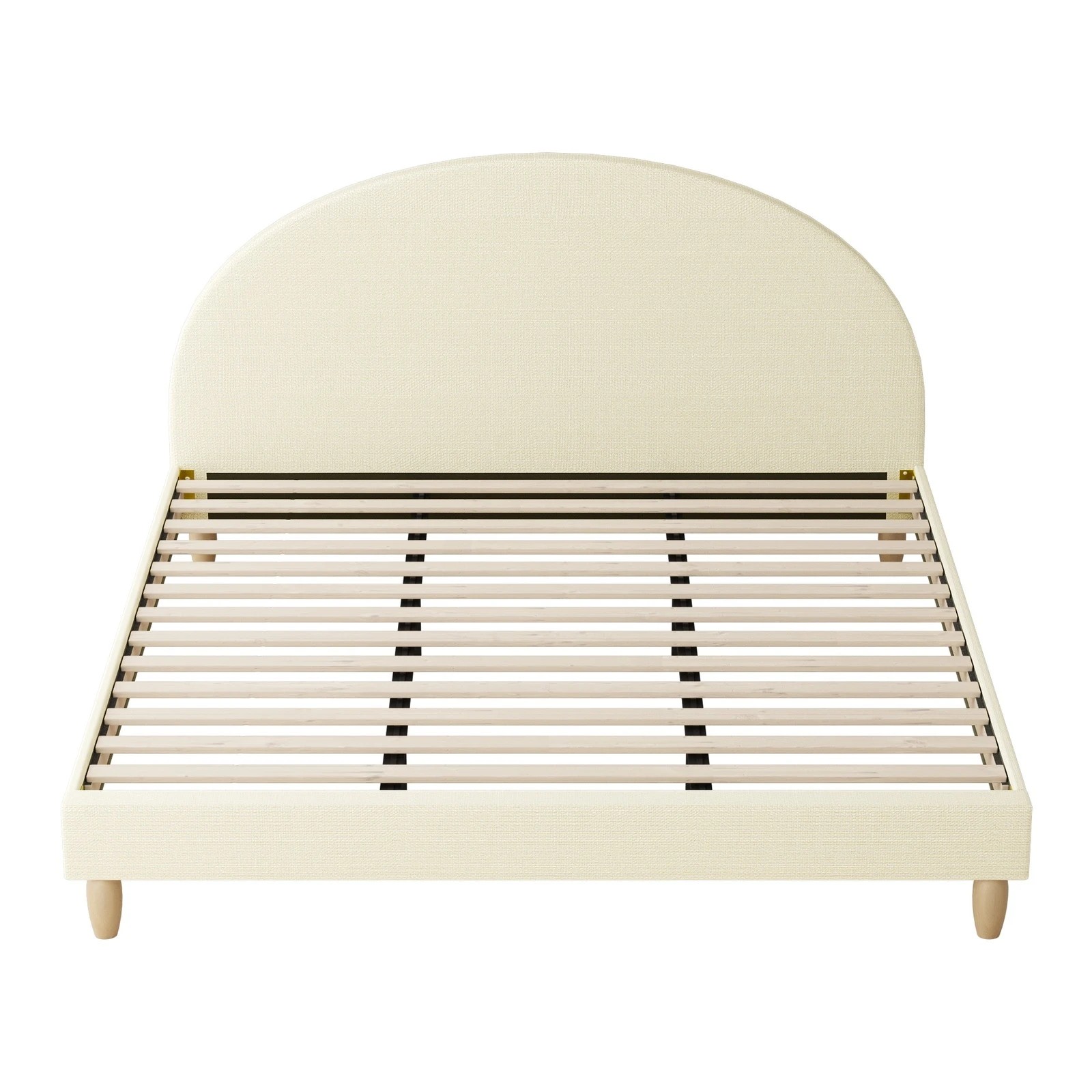 8 Oikiture King Bed Frame Arched Beds Platform
 - Beige, 8 of 10