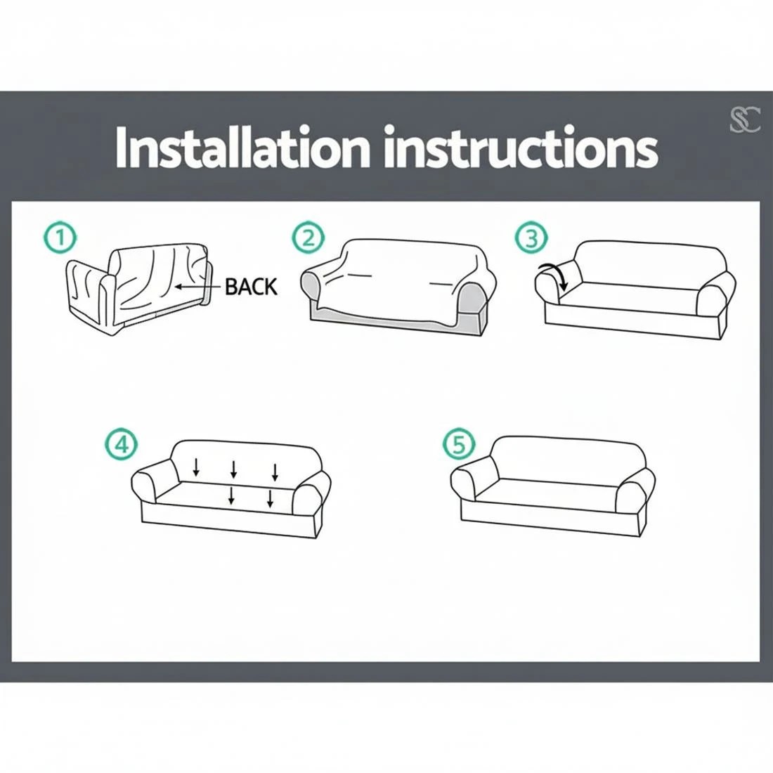 4 Artiss Sofa Cover Couch Covers 3 Seater - Grey, 4 of 4