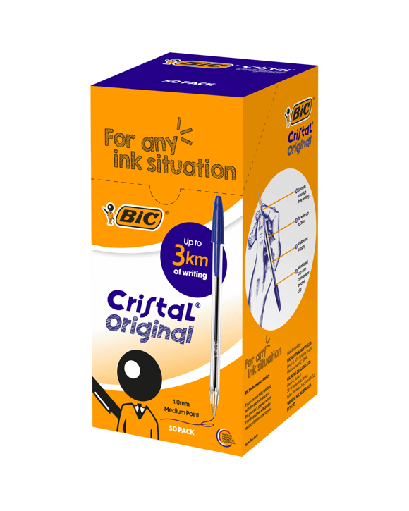 50 Pack BIC Cristal Original Ballpoint Pens - Blue