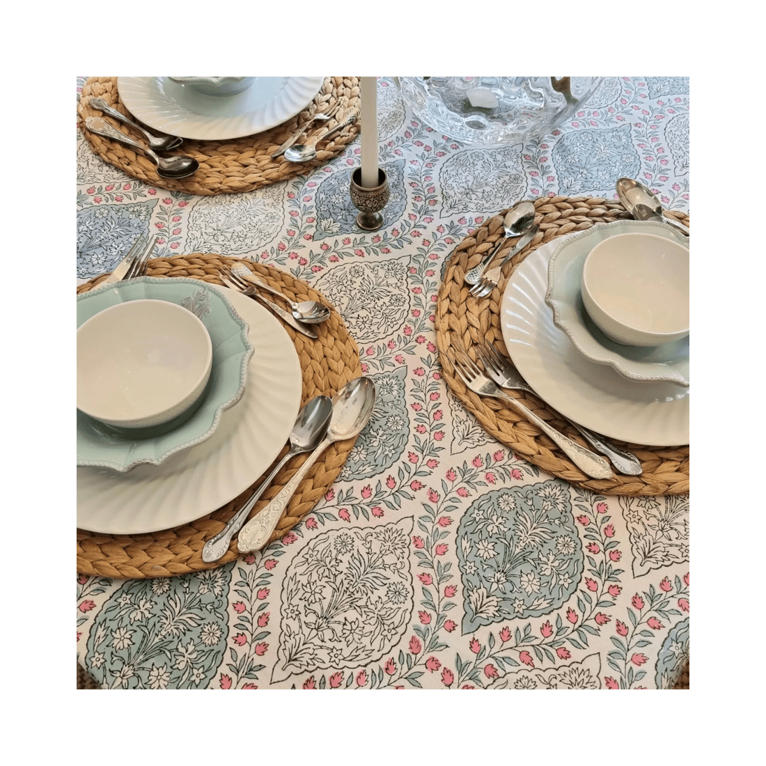 3 Kolka Rectangle Square Tablecloth Table Cover Flower Pattern Dining Table Cloth - Blue, 3 of 7