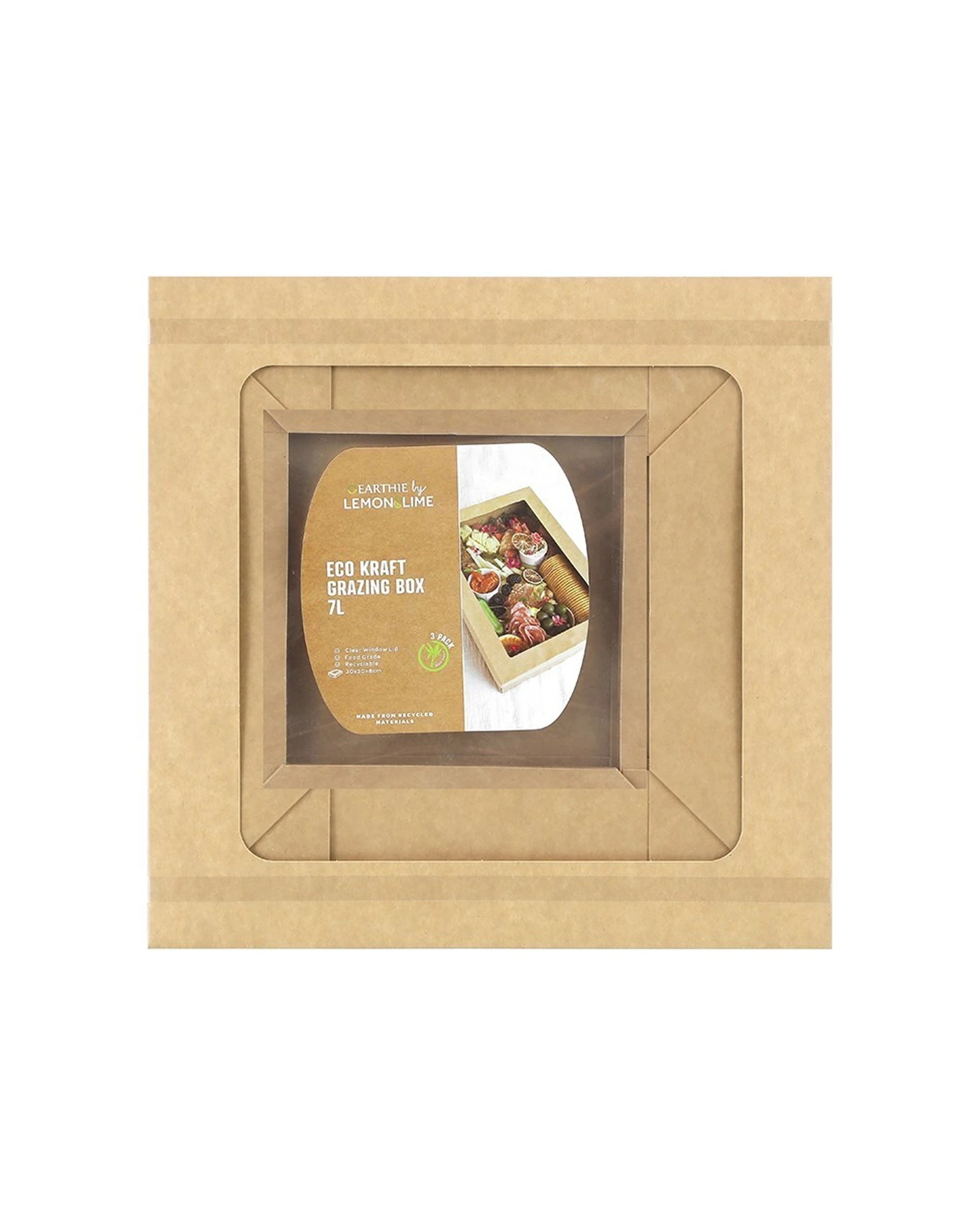 6 Lemon & Lime 4x 3pc 30cm Eco Kraft 7L Grazing Box Food Grade Recyclable - Brown, 6 of 6