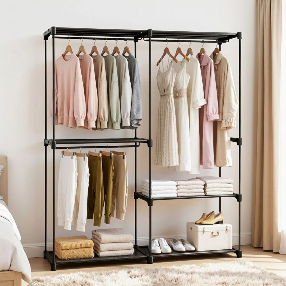 2 Artiss Wardrobe Clothes Rack Closet - Black, 2 of 8