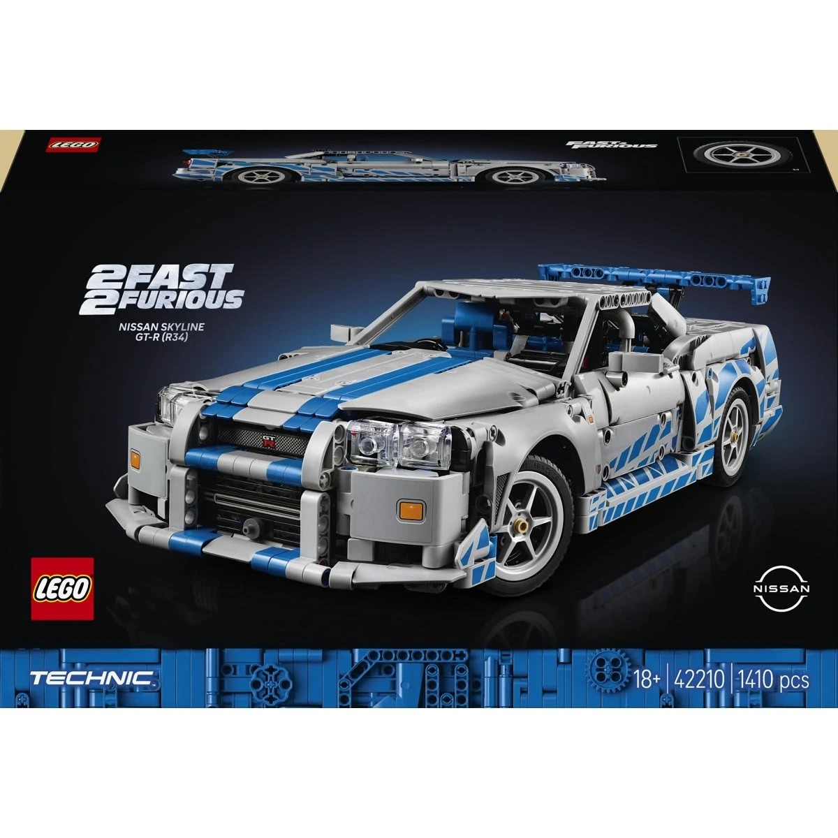 1 LEGO Technic 2 Fast 2 Furious Nissan Skyline GT-R (R34) Car 42210, 1 of 10