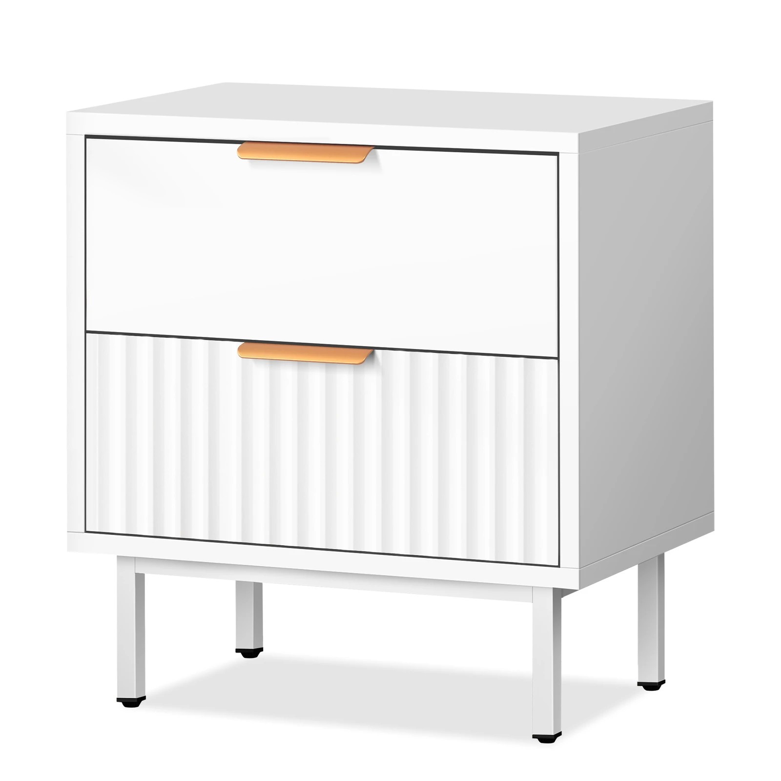1 Alfordson Bedside Table Nightstand 2 Drawers Side Storage Cabinet - White, 1 of 10