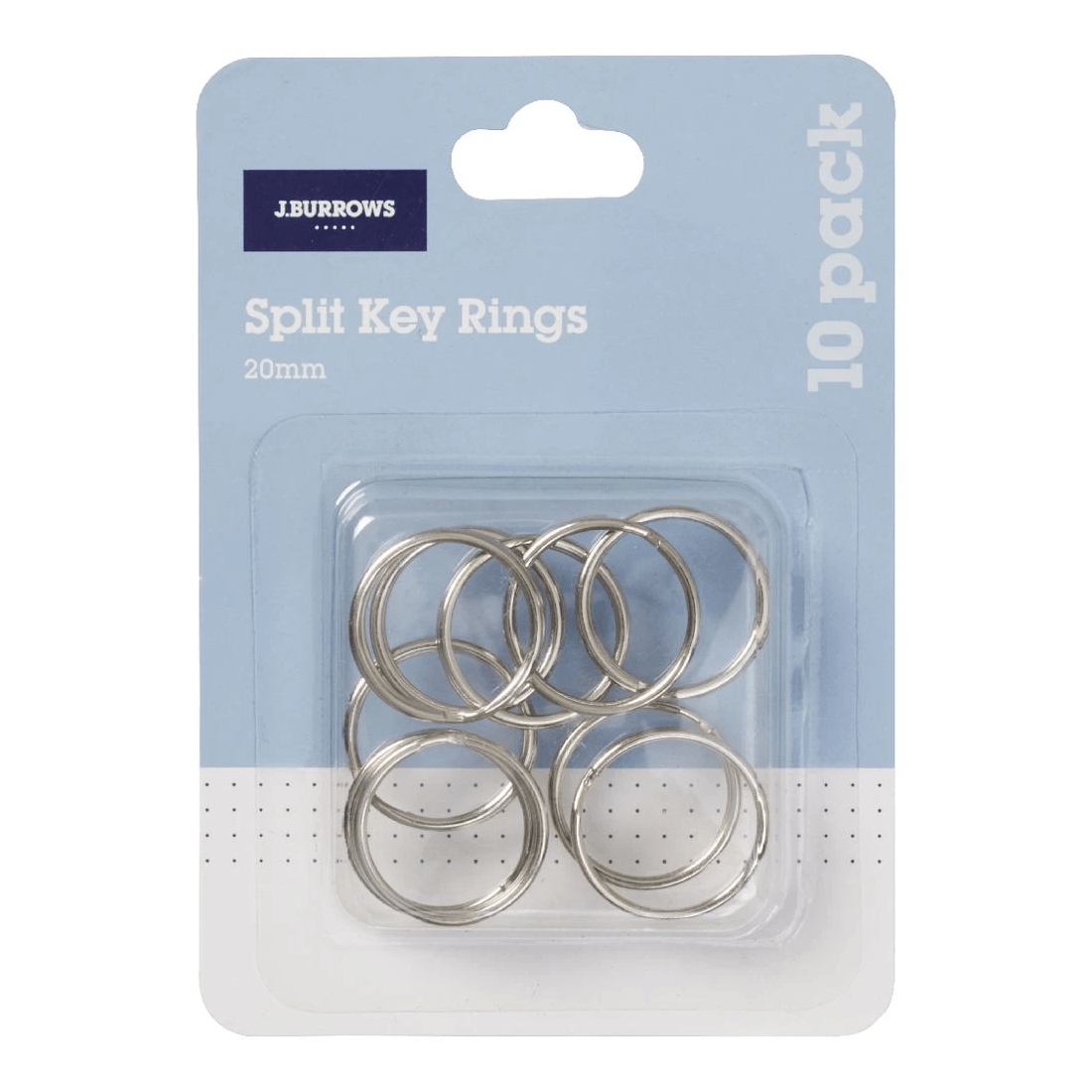 J.Burrows Split Key Rings 20mm Silver 10 Pack - Kmart