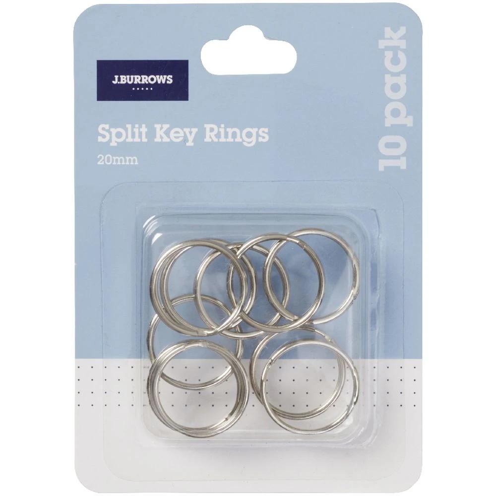 2 J.Burrows Split Key Rings 20mm Silver 10 Pack, 2 of 3