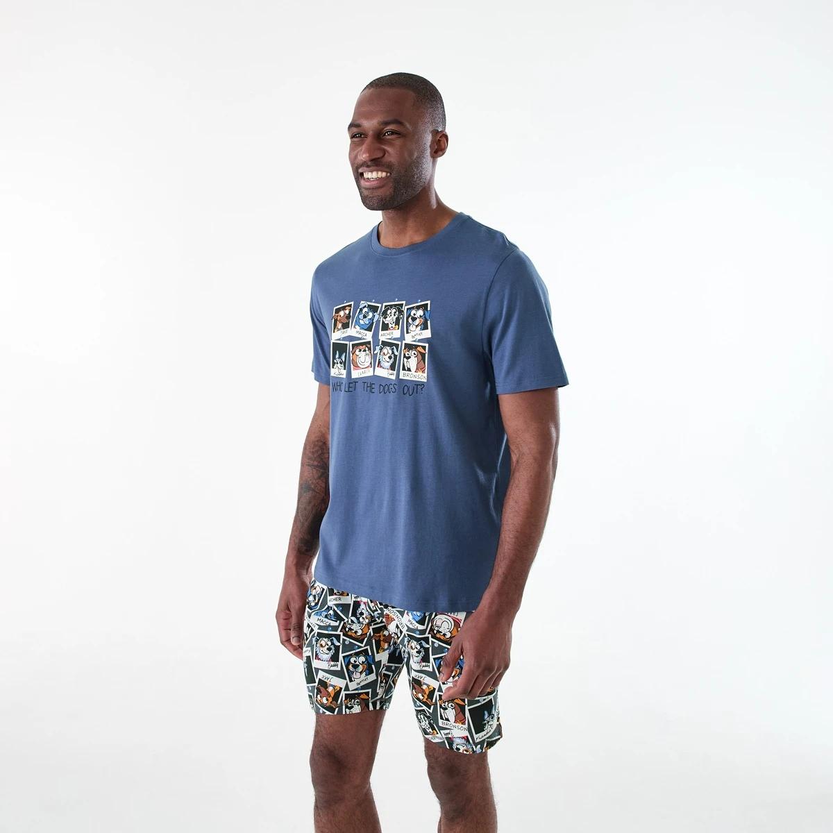 2 Short Sleeve Knit Top and Shorts Pyjama Set Dogs Out, 2 of 8
