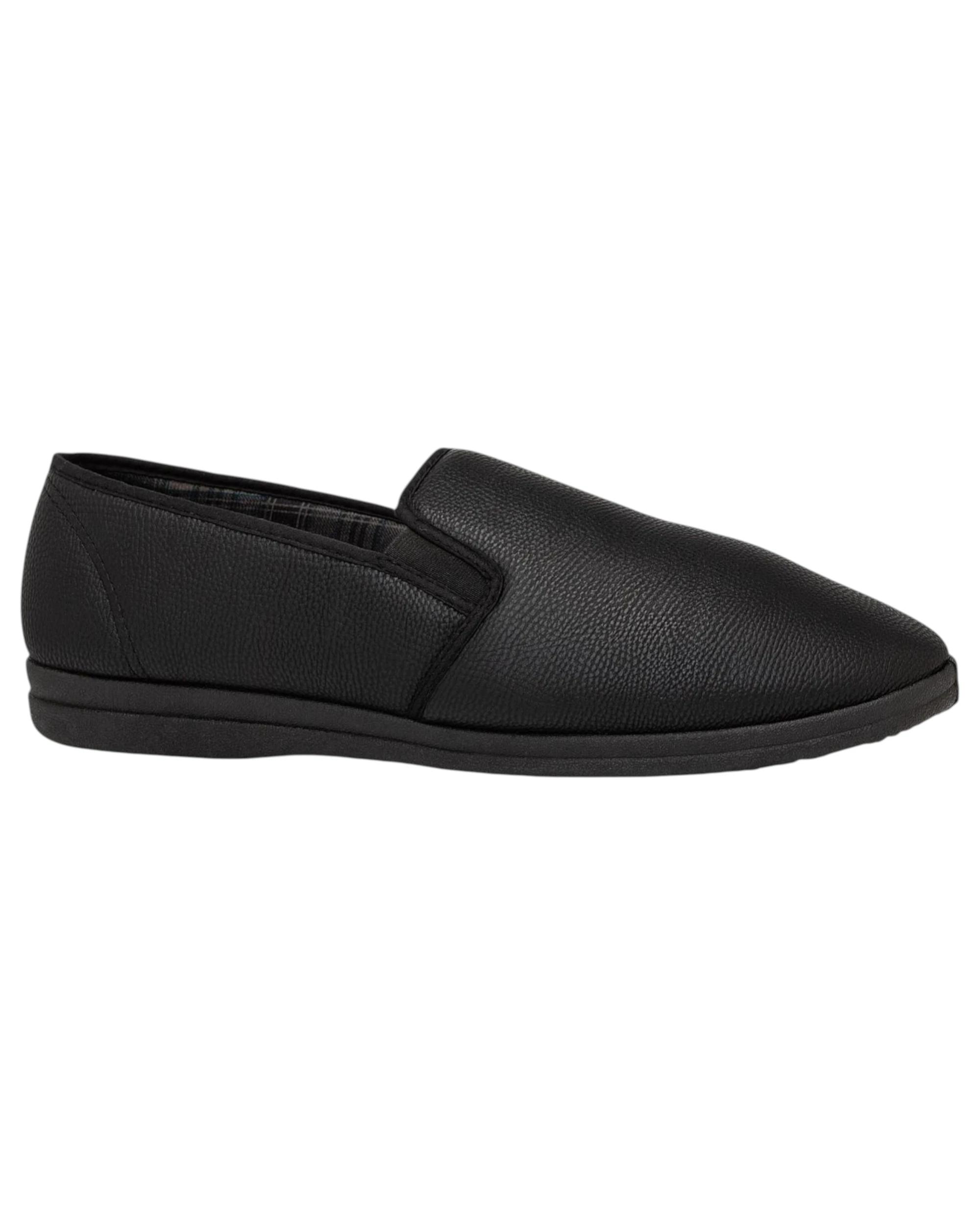 1 Grosby Mens Sterling Slippers Casual Slip On Black Shoes BLACK, 1 of 3