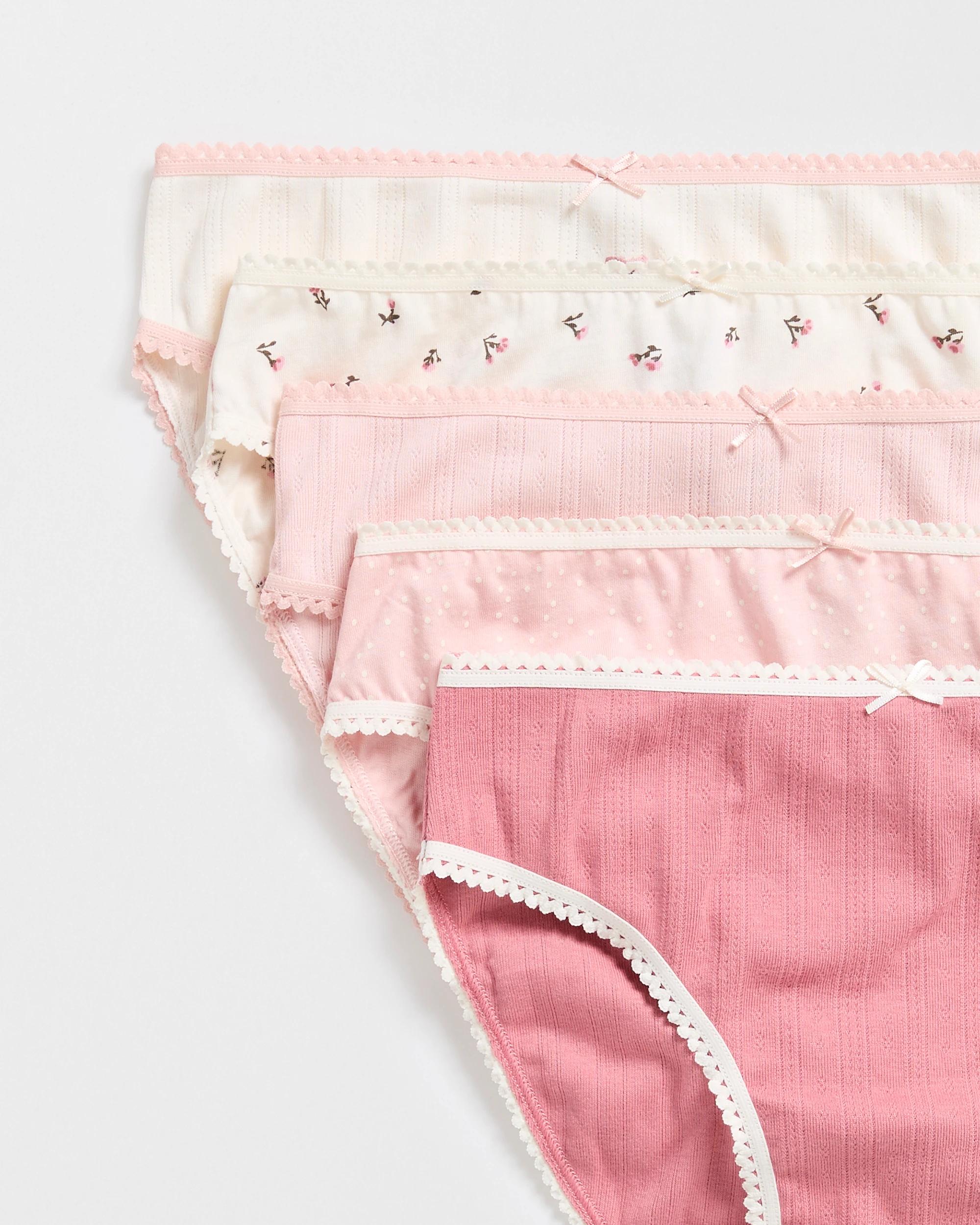 3 Australian Cotton Older Girls Underwear Briefs 5 Pack - Maxx FLORAL PINK / WHITE, 3 of 3