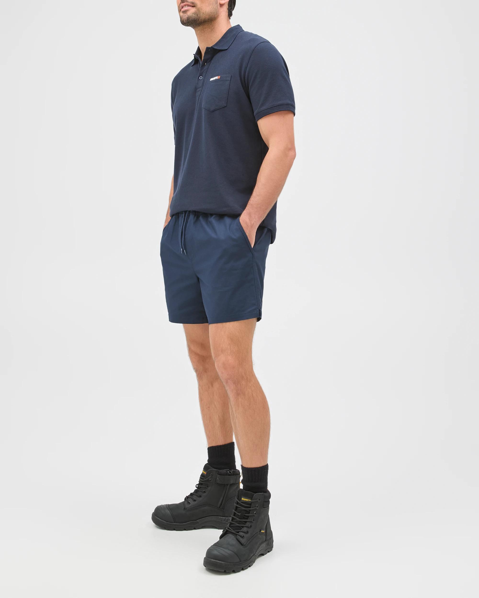 3 Graphite Performance Elastic Waist Work Shorts NAVY BLUE, 3 of 8