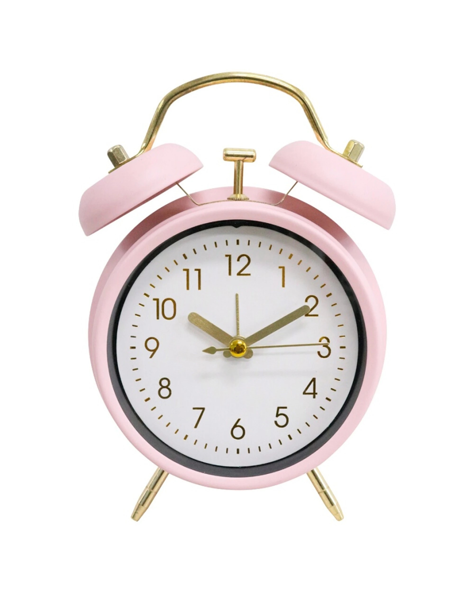 1 LVD Blush Metal Analogue Alarm Clock Retro Twin Bell Design Plastic and Metal Bedroom Decor 17cm - Pink, 1 of 2