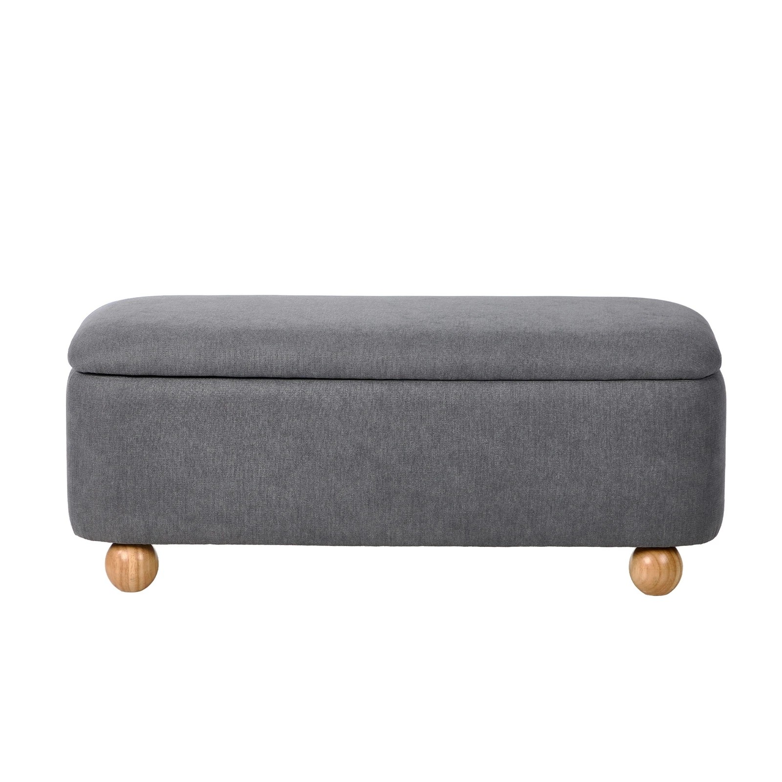 8 Oikiture Storage Ottoman Chest Ball Feet Linen - Grey, 8 of 10