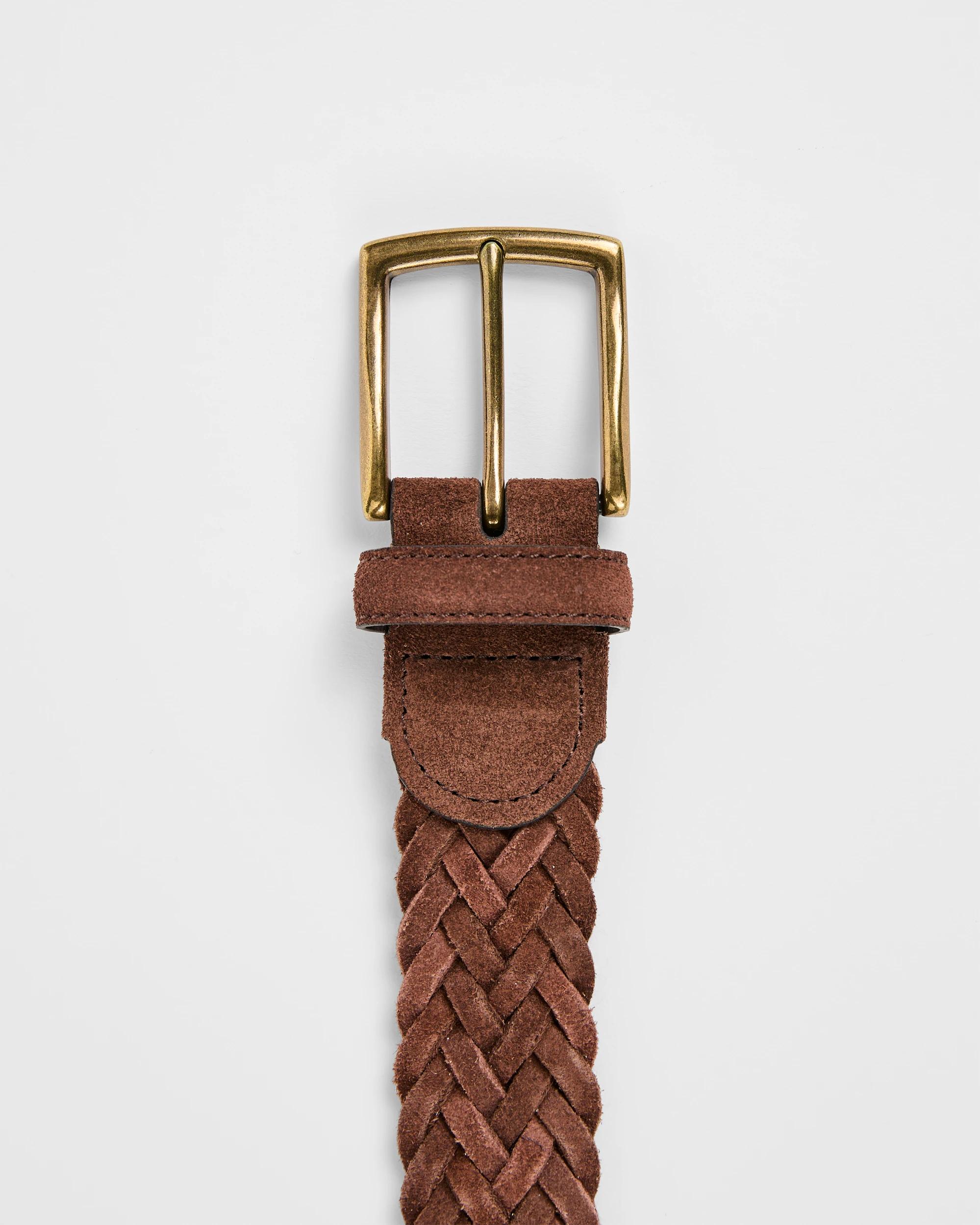 3 Target Man Suede Leather Woven Belt BROWN, 3 of 6