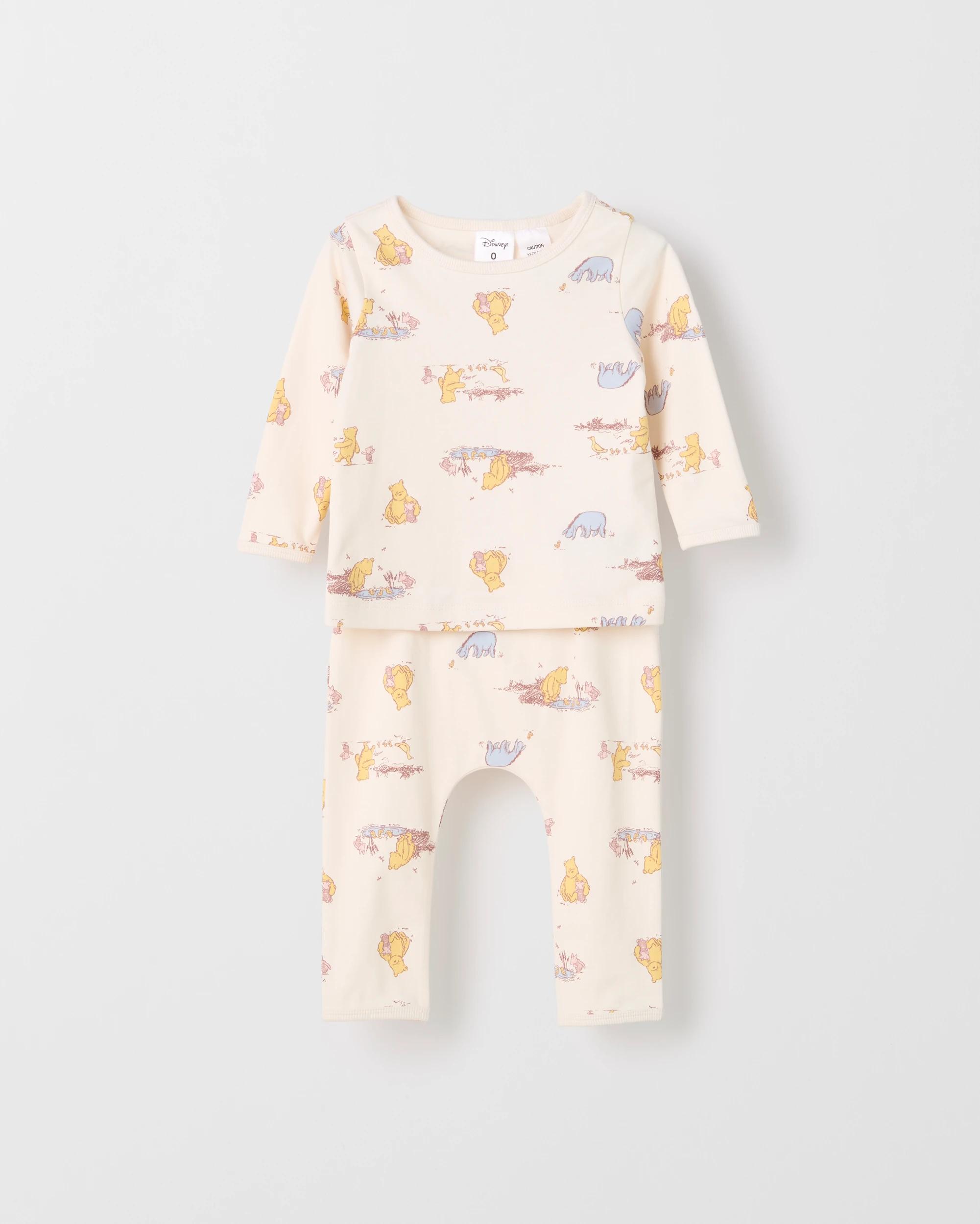 3 Disney Winnie The Pooh Organic Cotton 2 Pack Baby Pyjama Set NEUTRAL, 3 of 5
