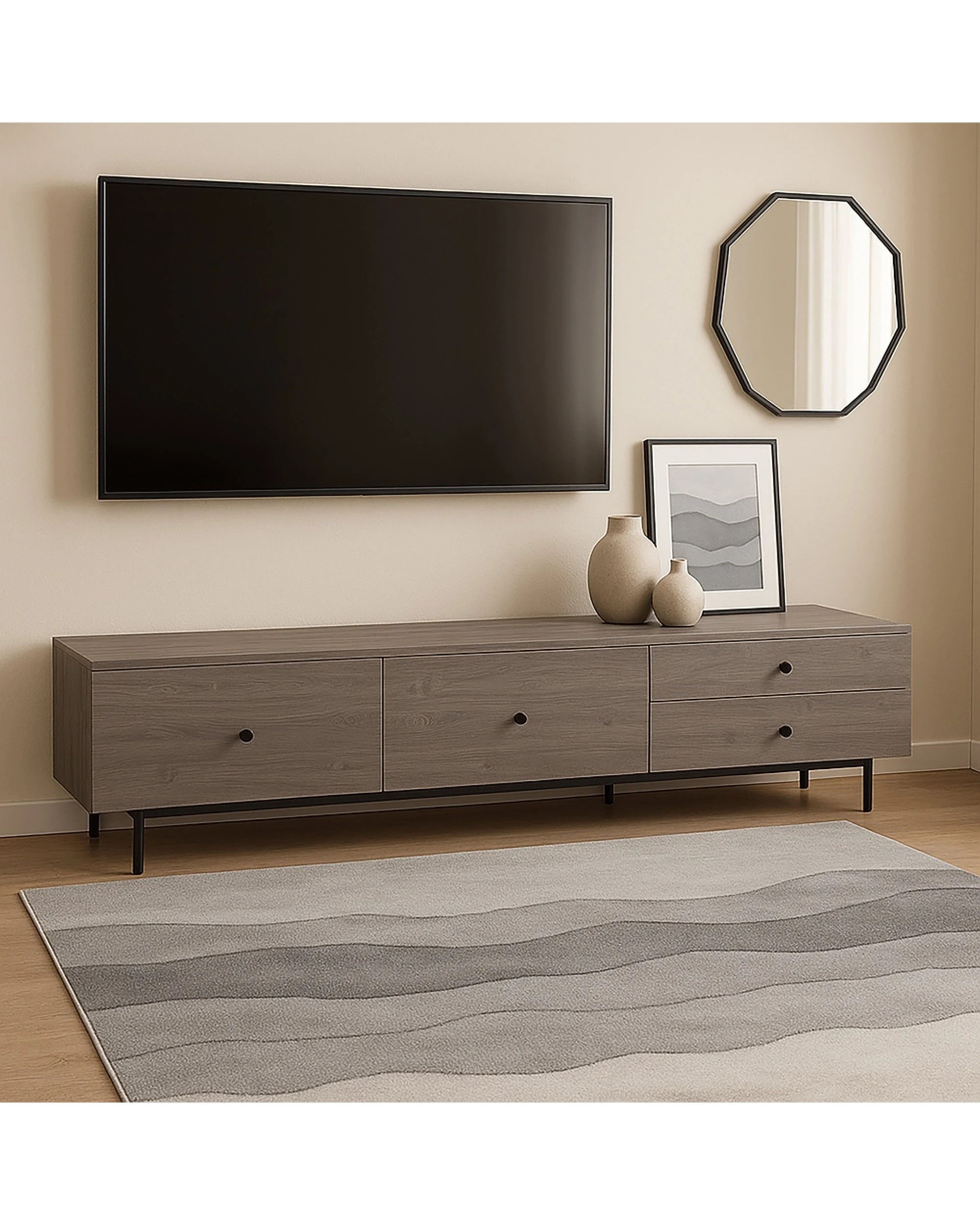 2 Urban Style Abstract Printed Microfibre Rug Home Decor 160x240cm - Grey, 2 of 6
