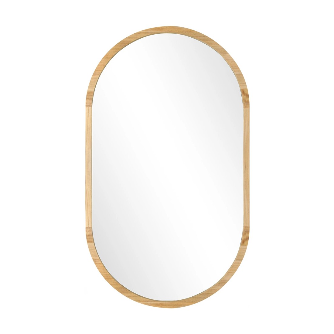 1 Oikiture Wooden Wall Mirrors Oval Makeup Mirror Home Decor 84x50cm
 - Natural, 1 of 9