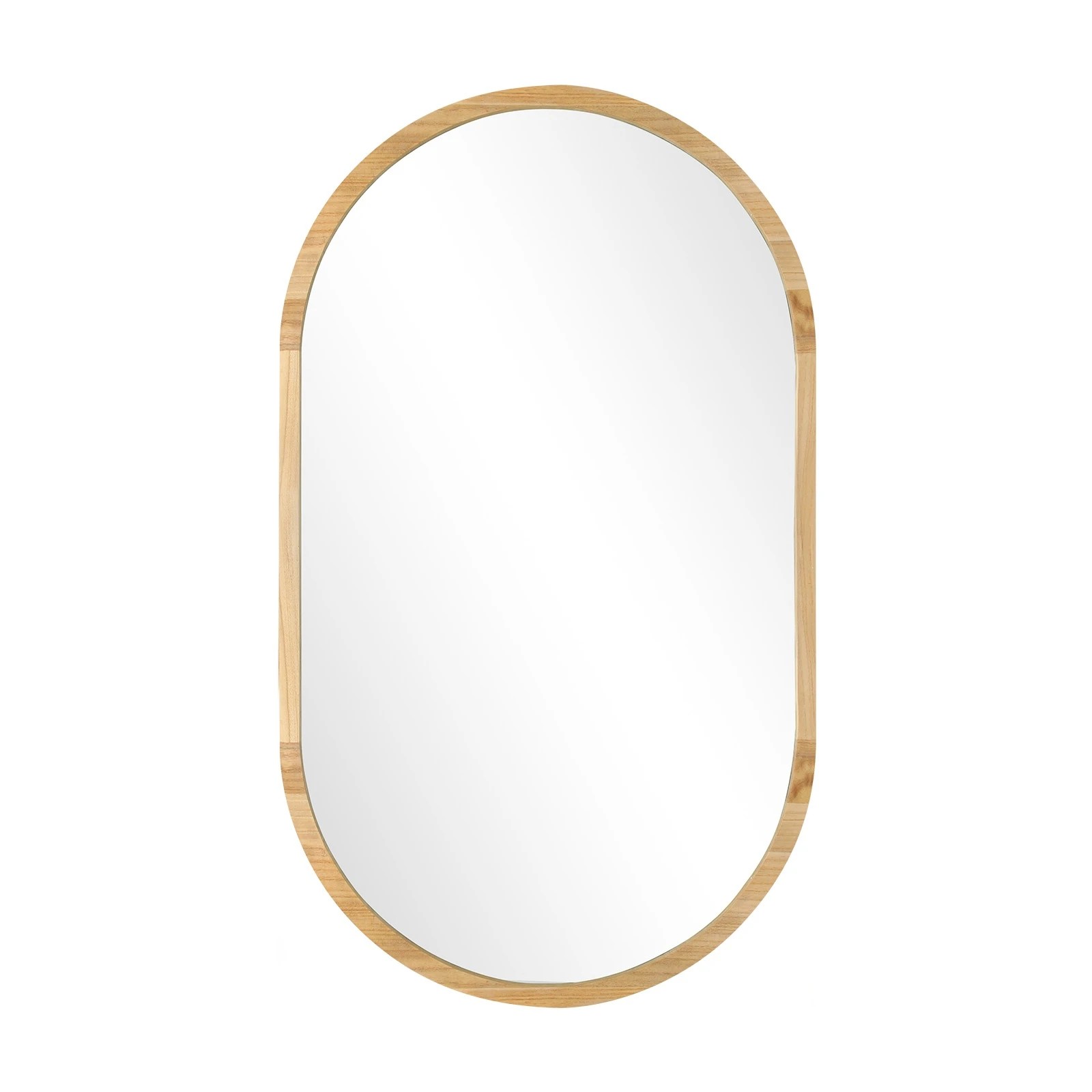 1 Oikiture Wooden Wall Mirrors Oval Makeup Mirror Home Decor 84x50cm
 - Natural, 1 of 9