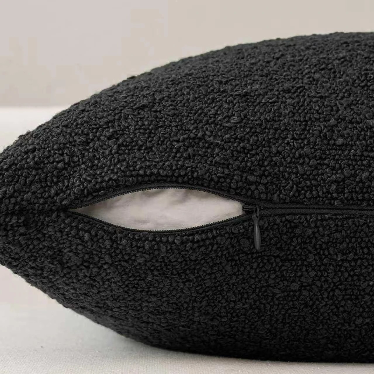 3 Gioia Casa 2-Pack Bouclé Cushion Covers 45x45cm - Black, 3 of 3