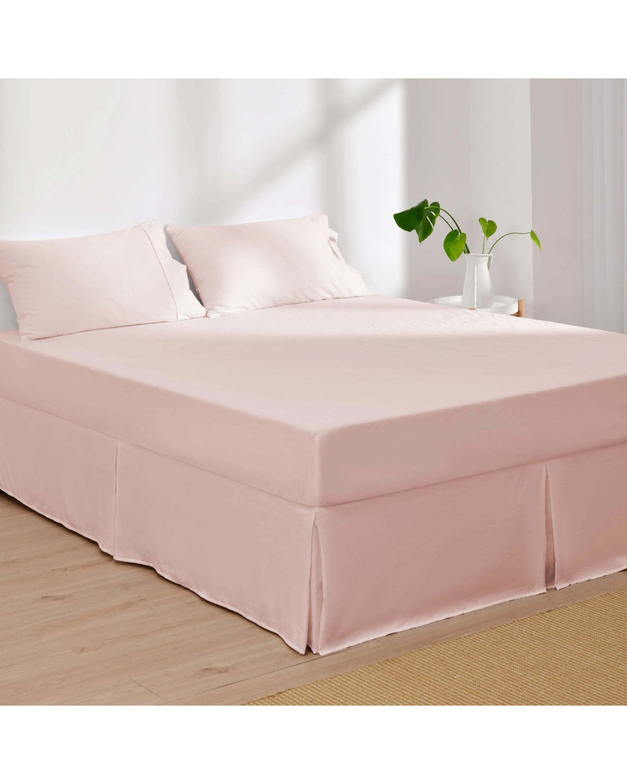 2 Dreamaker Superfine Washed Microfibre Pleated Valance - Super King Bed - Blush Pink, 2 of 7