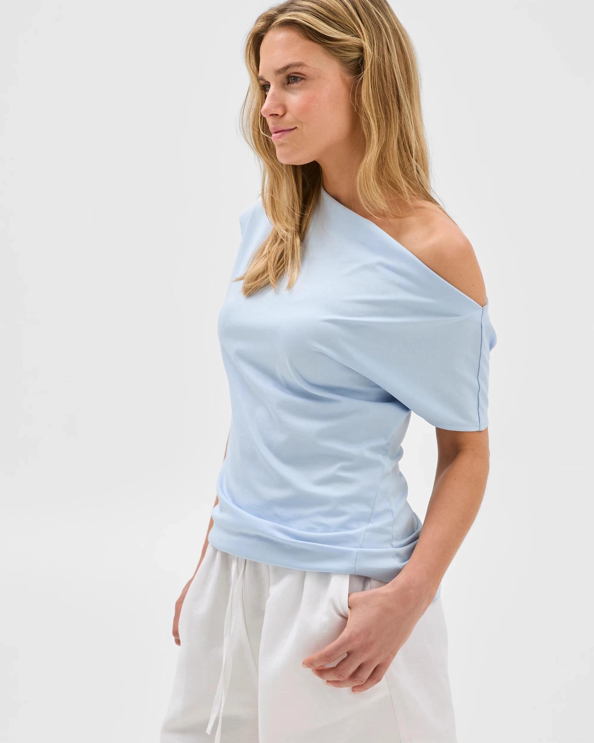 4 Australian Cotton Blend Slouchy Asymmetrical T-Shirt - Lily Loves KENTUCKY BLUE, 4 of 6