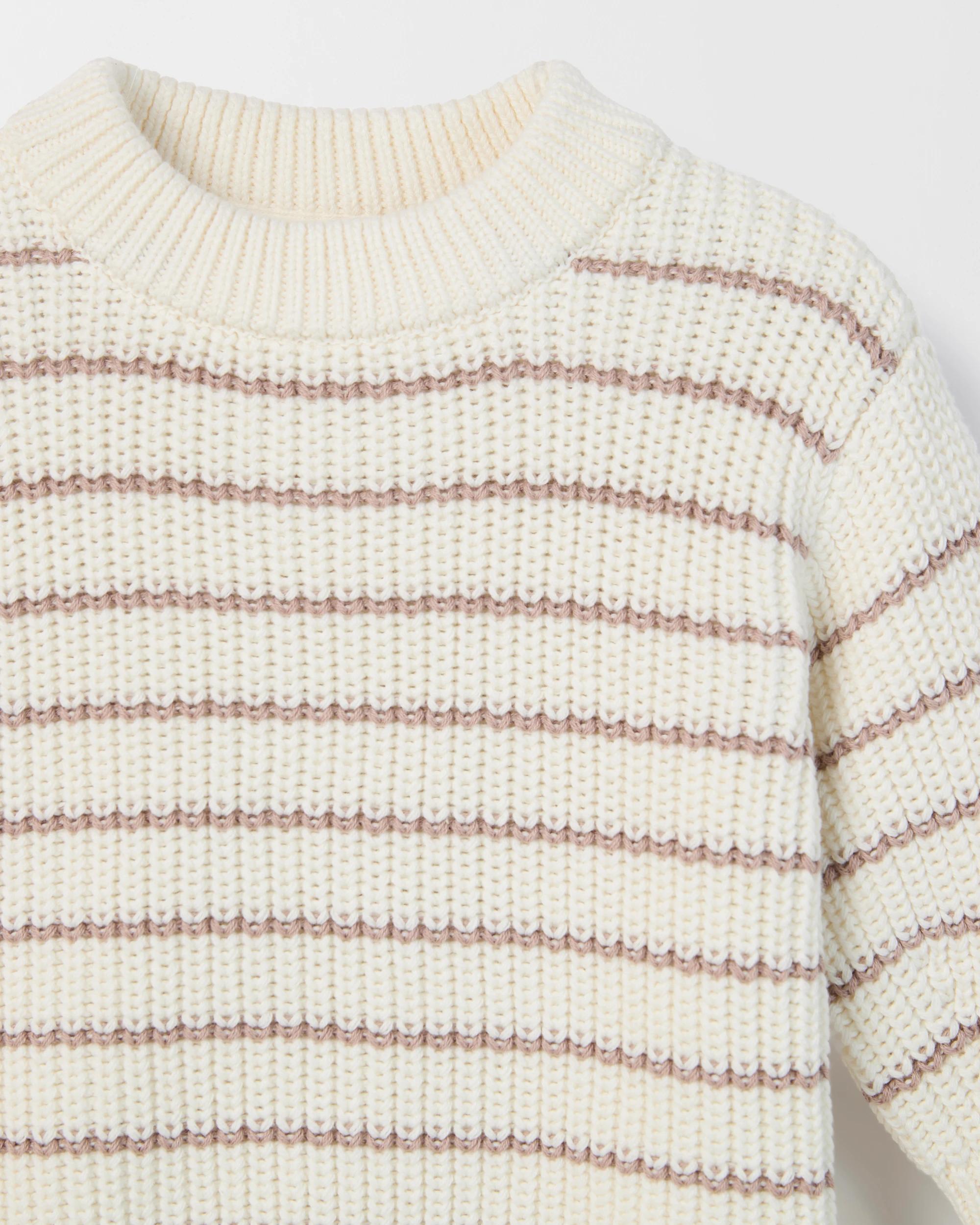 2 Target Baby Organic Cotton Chunky Rib Knit Jumper TAUPE STRIPE, 2 of 2
