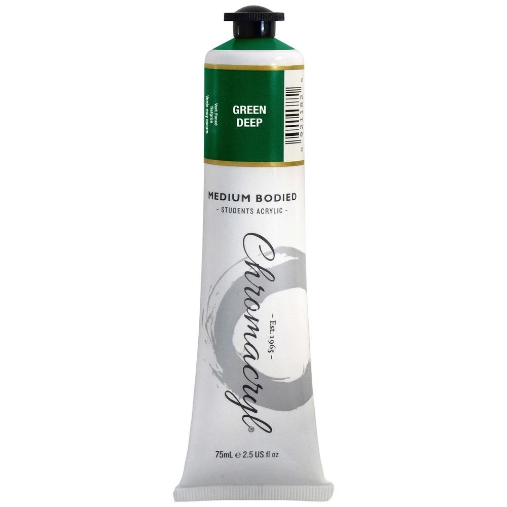 1 Chromacryl Student Acrylic Paint 75mL Green Deep, 1 of 1