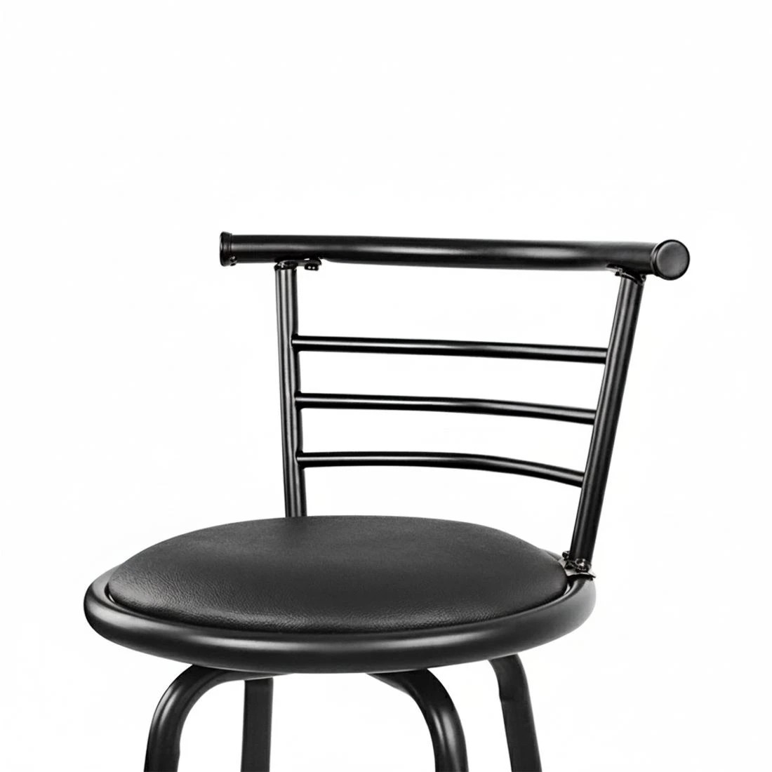 3 Artiss 2x Bar Stools Swivel Leather Padded Metal - Black, 3 of 7