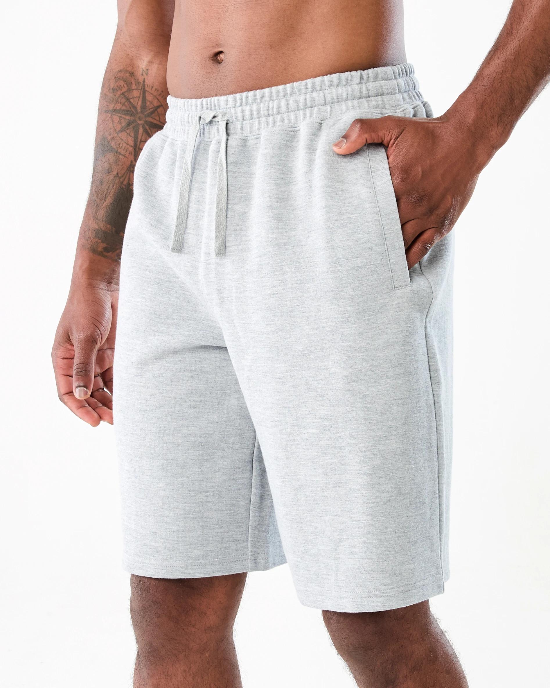 2 Elastic Waist Interlock Knit Shorts Grey Marle, 2 of 6