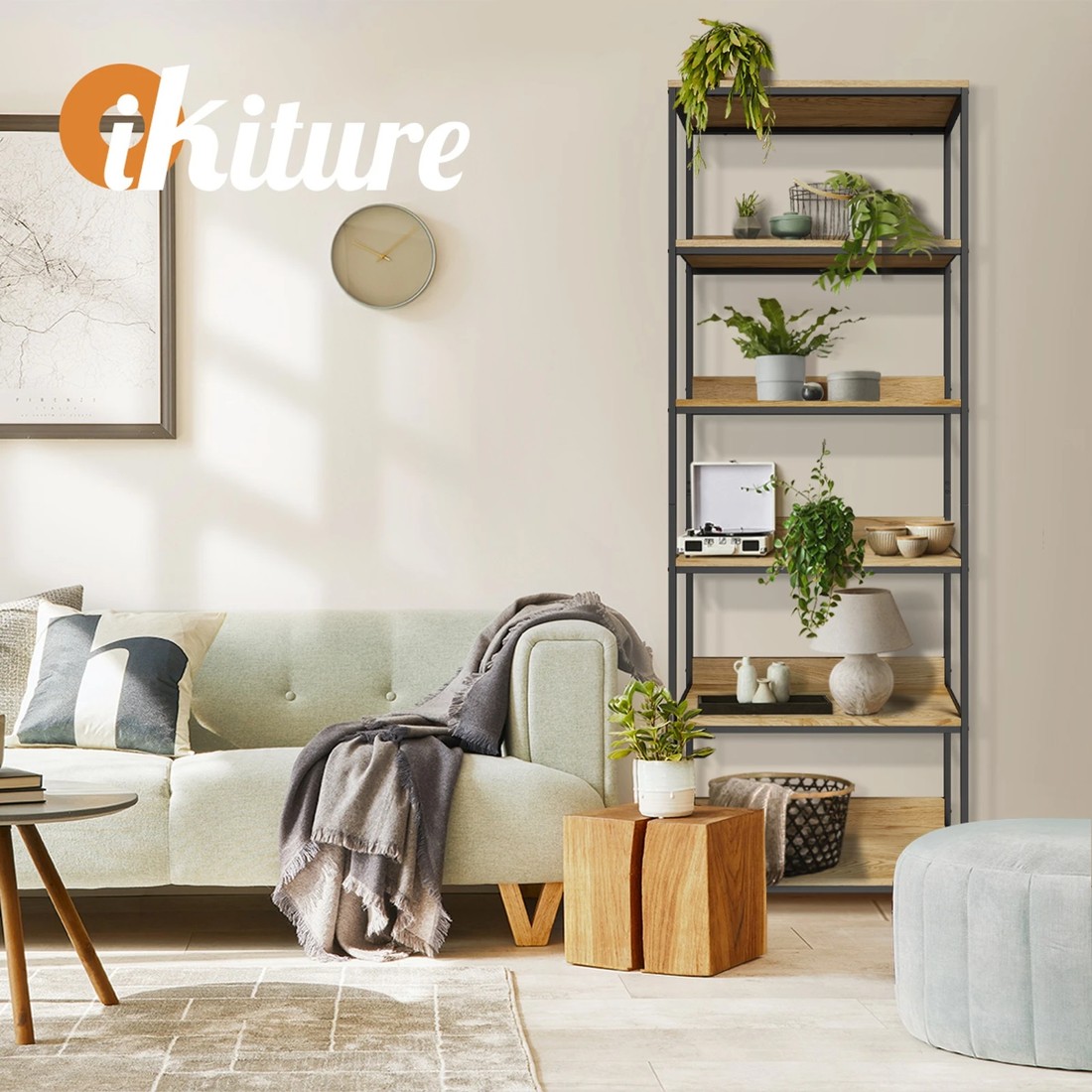 4 Oikiture Display Shelf 5 Tier Bookshelf Storage Shelves Stand Rack Bookcase
 - Natural, 4 of 9