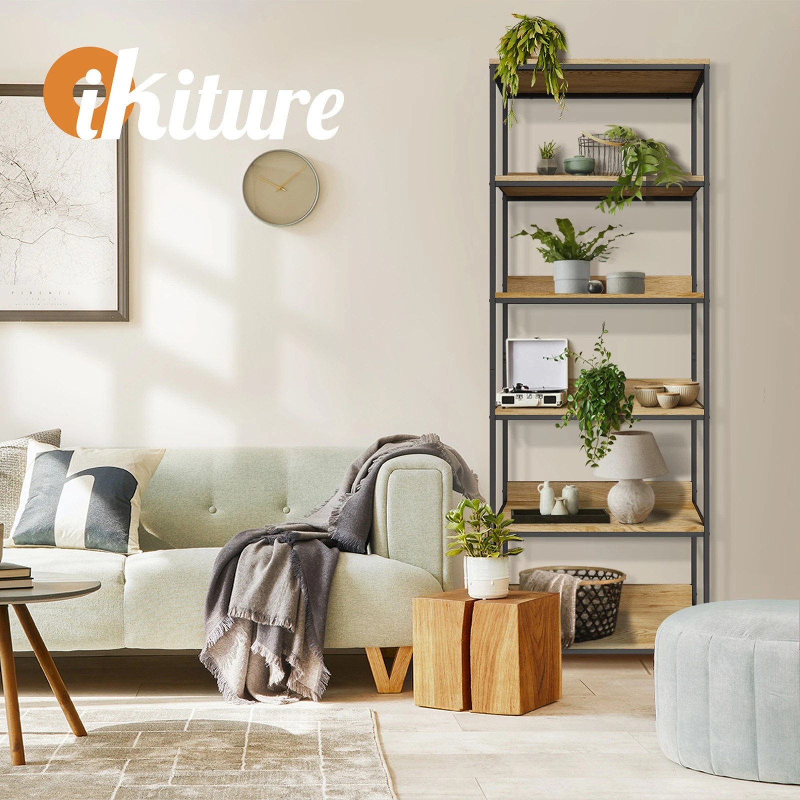 4 Oikiture Display Shelf 5 Tier Bookshelf Storage Shelves Stand Rack Bookcase
 - Natural, 4 of 9