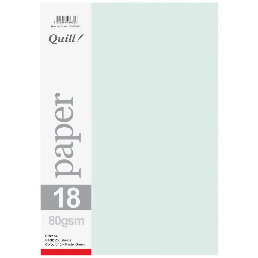 1 Quill A4 Paper 80gsm Pastel Green 250 Sheets, 1 of 1