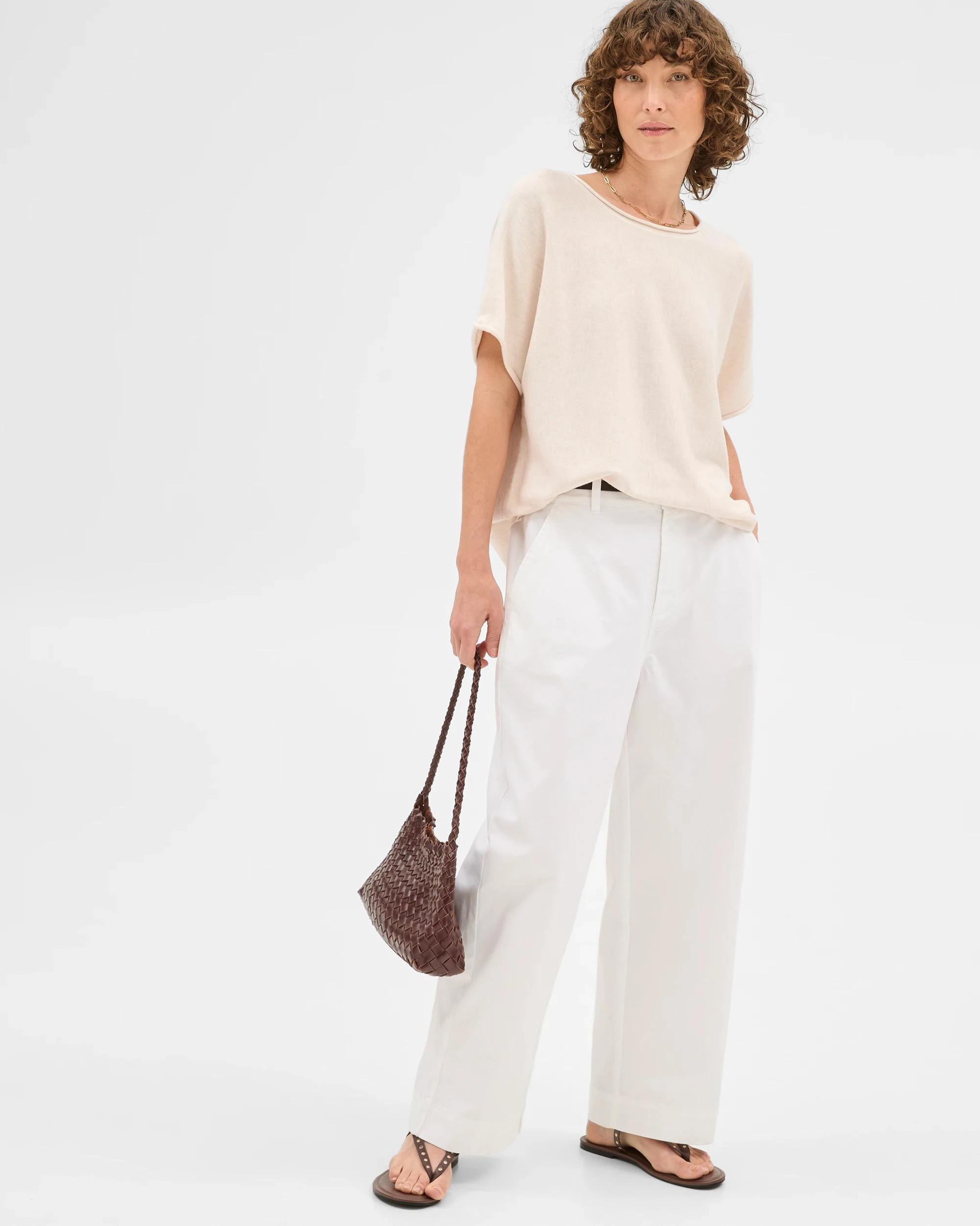 1 Target Australian Cotton Blend Rolled Knit T-Shirt OATMEAL MARLE, 1 of 6