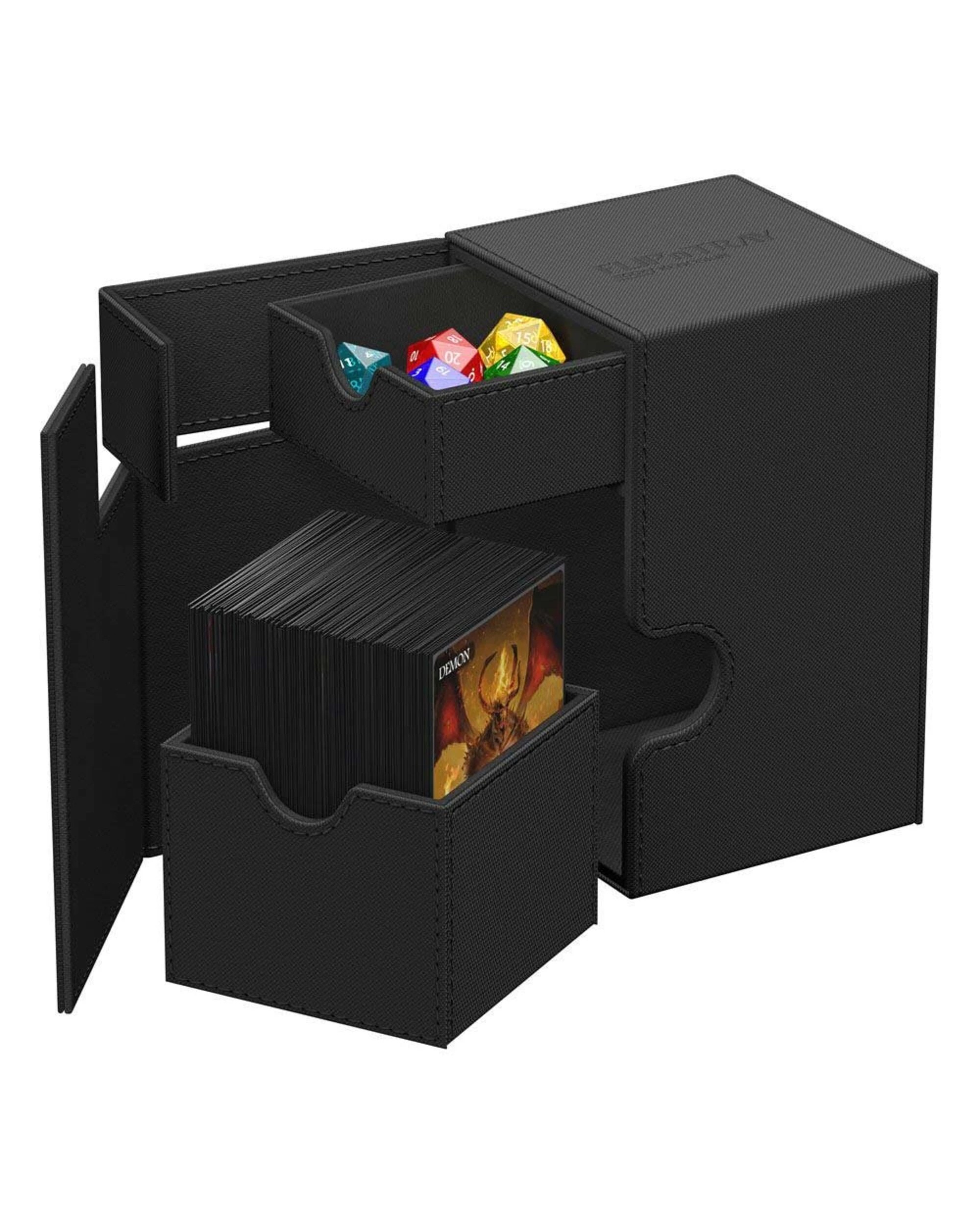 2 Ultimate Guard TCG - XenoSkin Monocolour 100+ Flip'n'Tray Deck Box - Black, 2 of 3